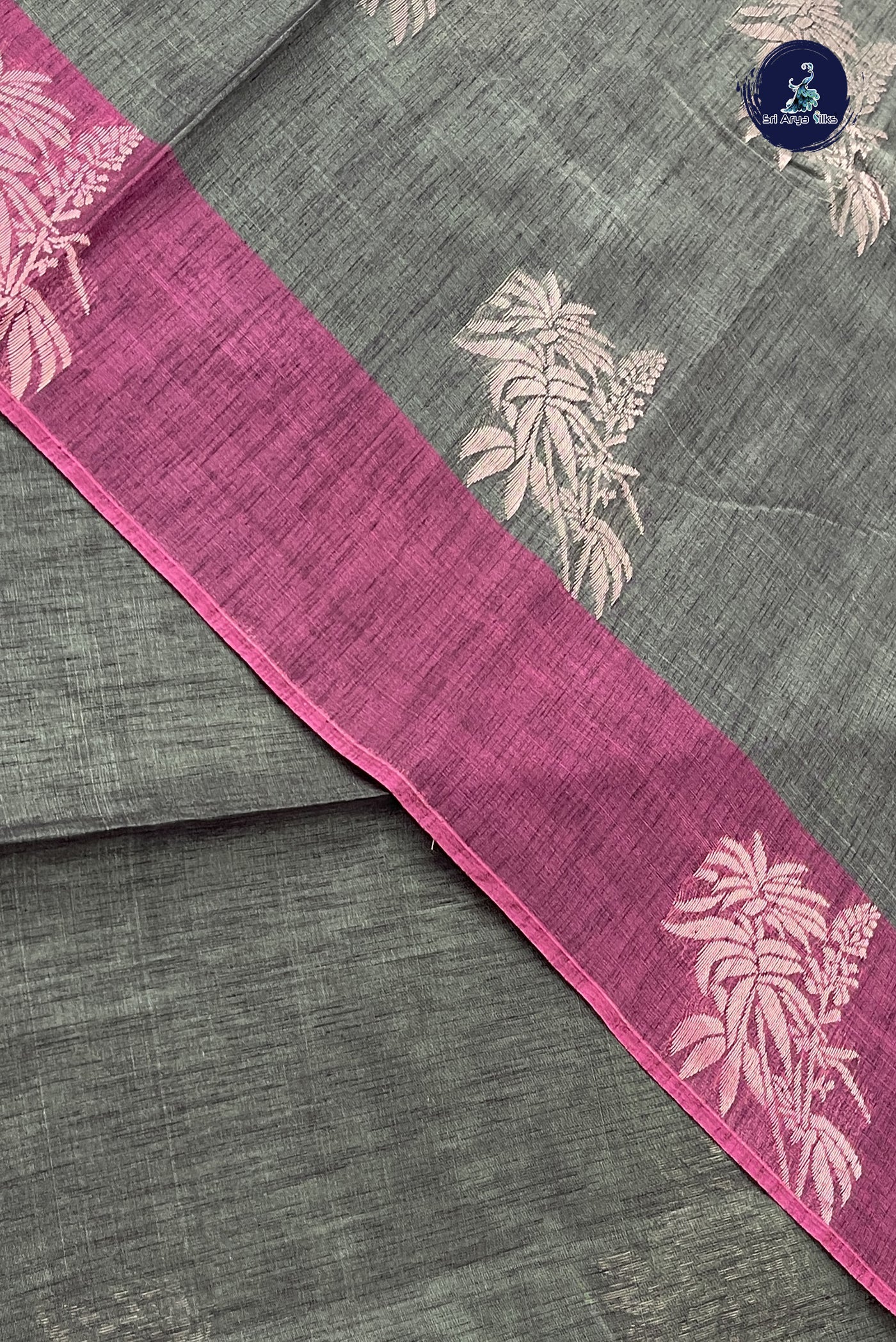 Dark Green Kora Sico Silk Cotton With Zari Buttas Pattern