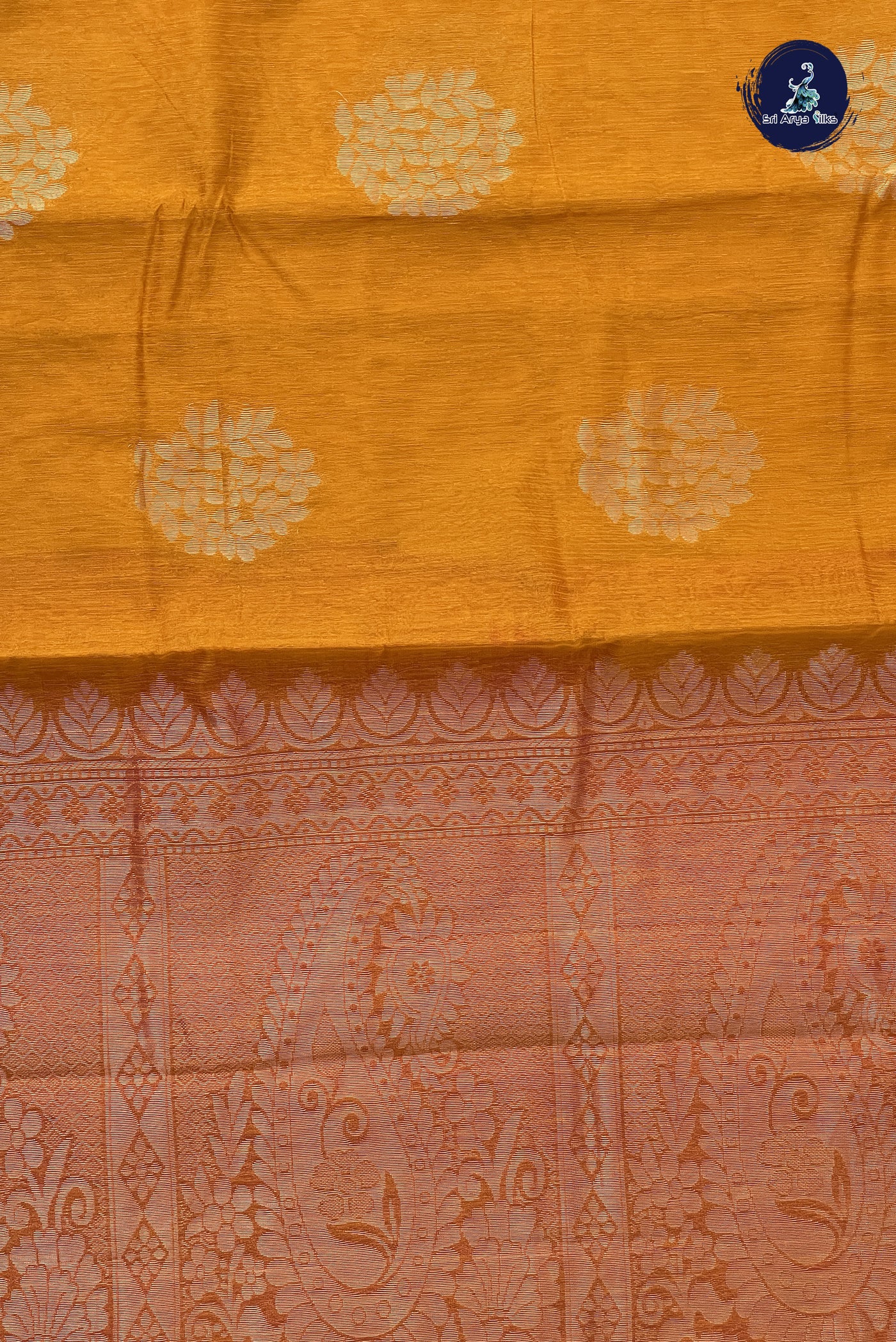 Yellow Kora Sico Silk Cotton With Zari Buttas Pattern