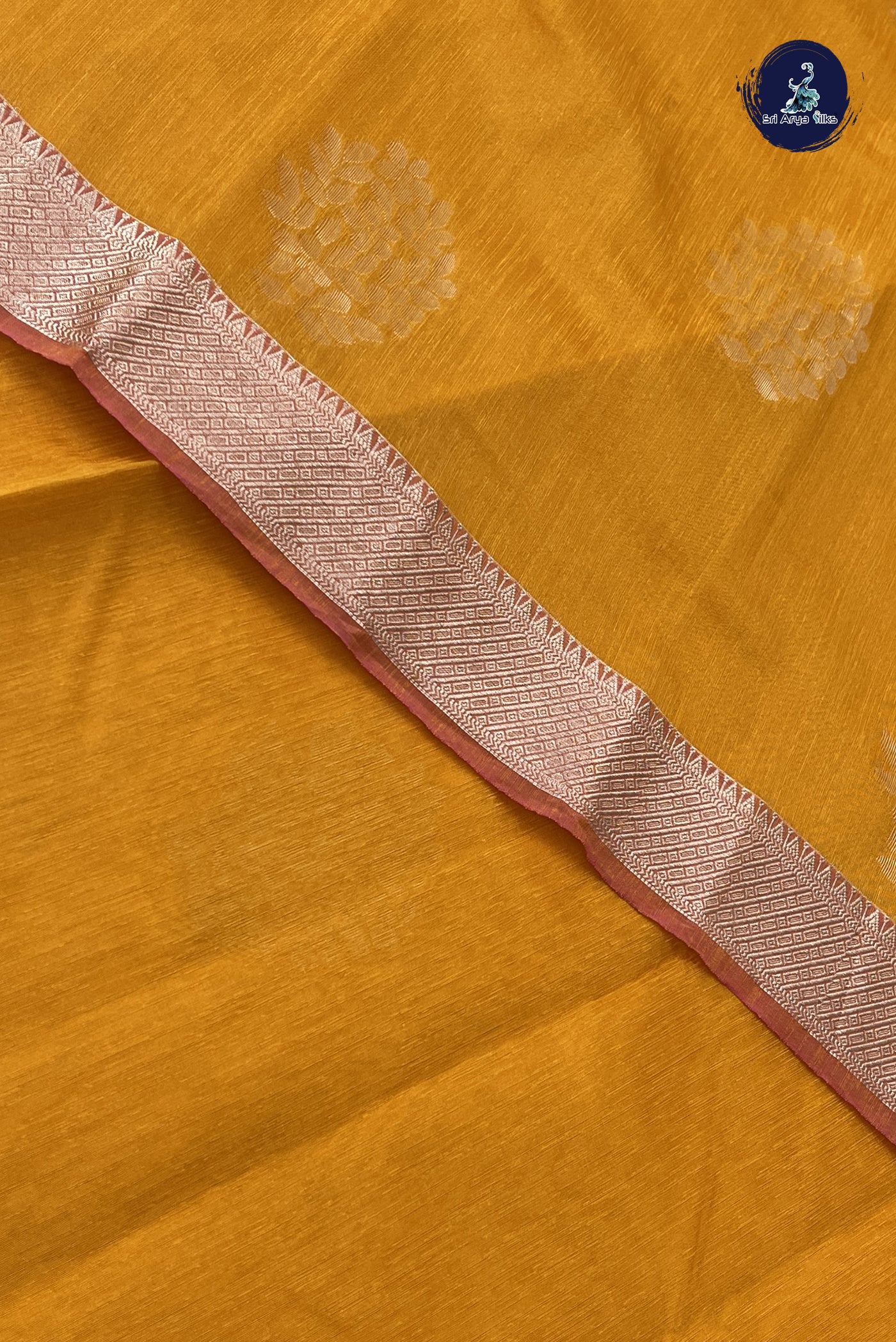 Yellow Kora Sico Silk Cotton With Zari Buttas Pattern