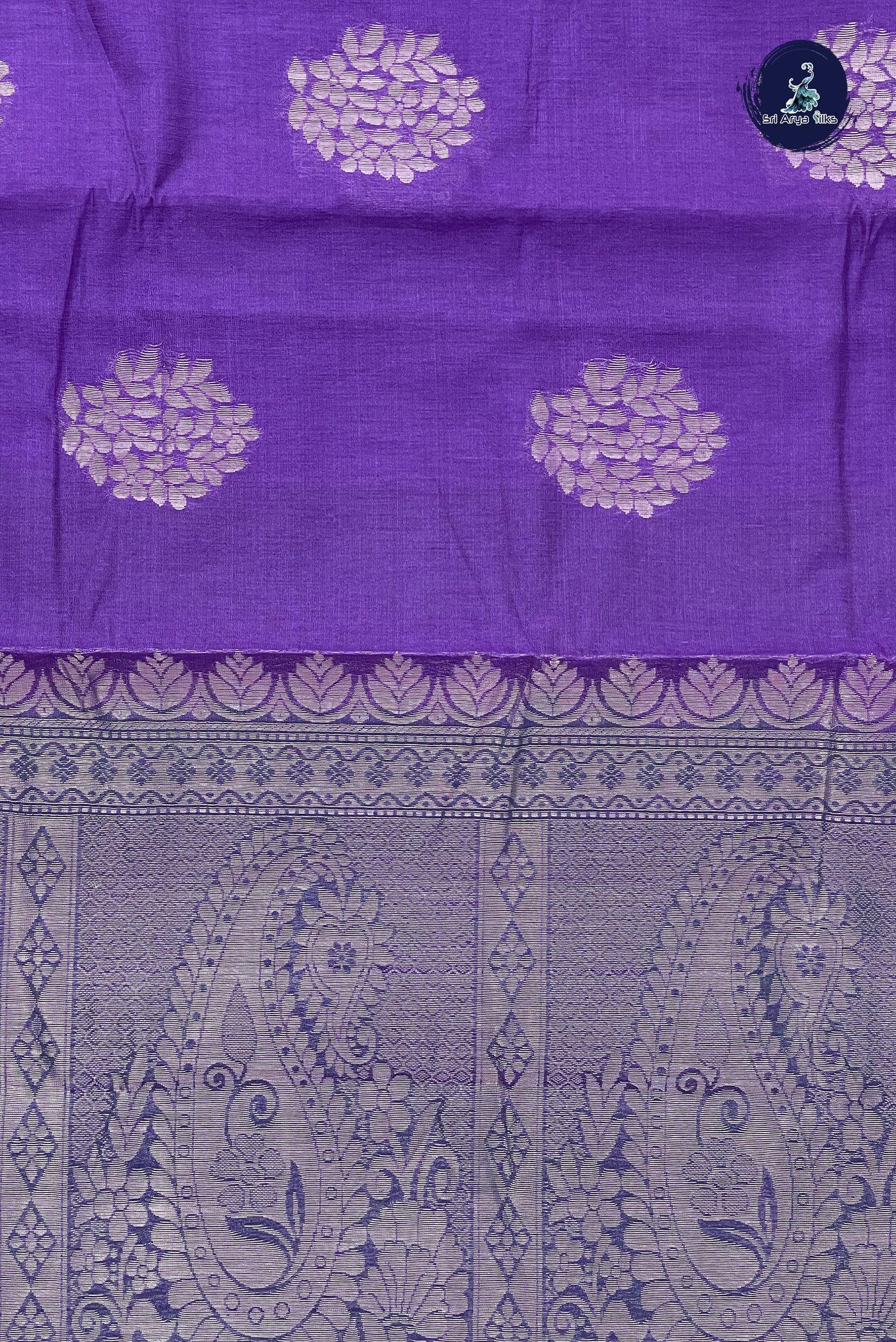 Violet Kora Sico Silk Cotton With Zari Buttas Pattern