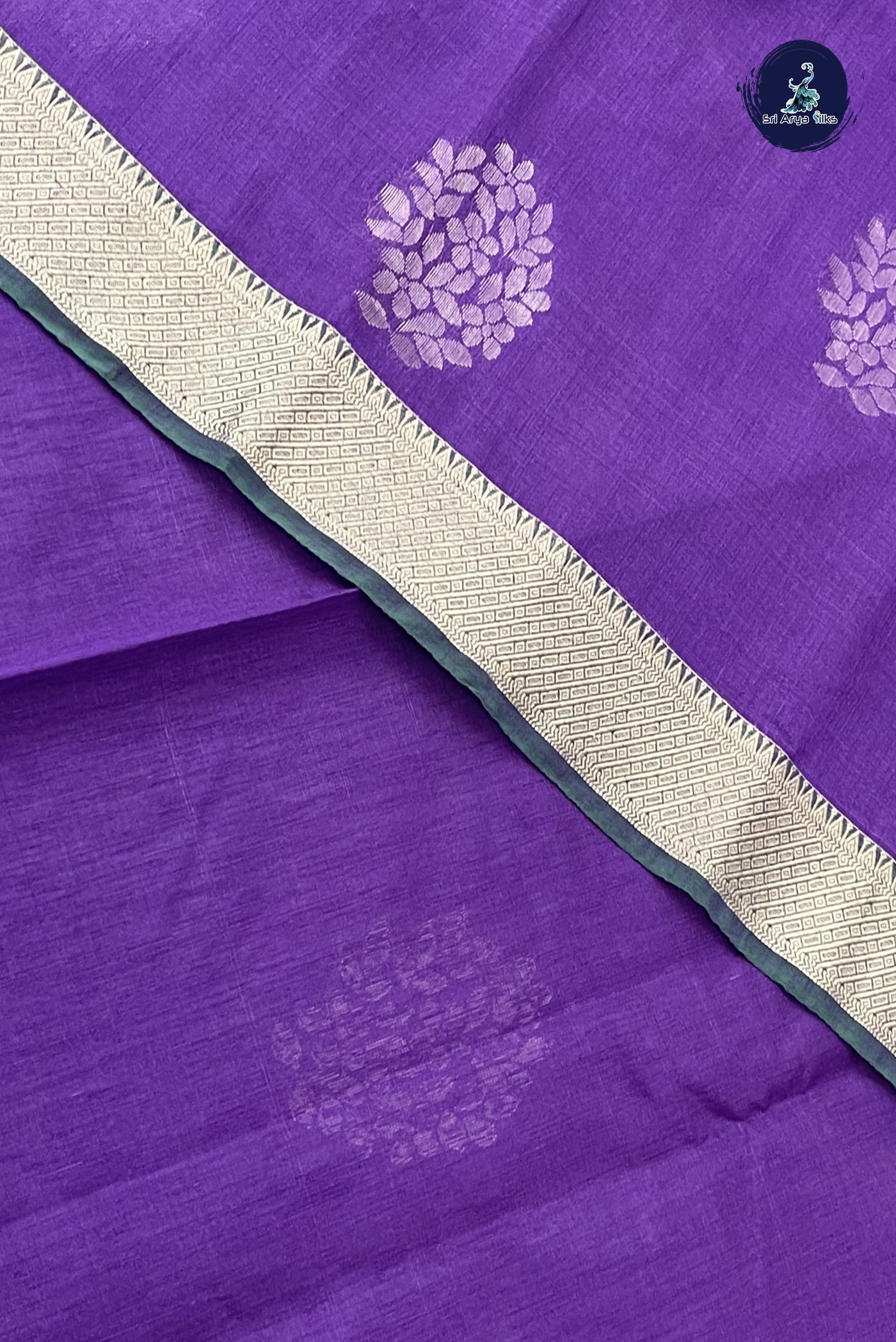 Violet Kora Sico Silk Cotton With Zari Buttas Pattern