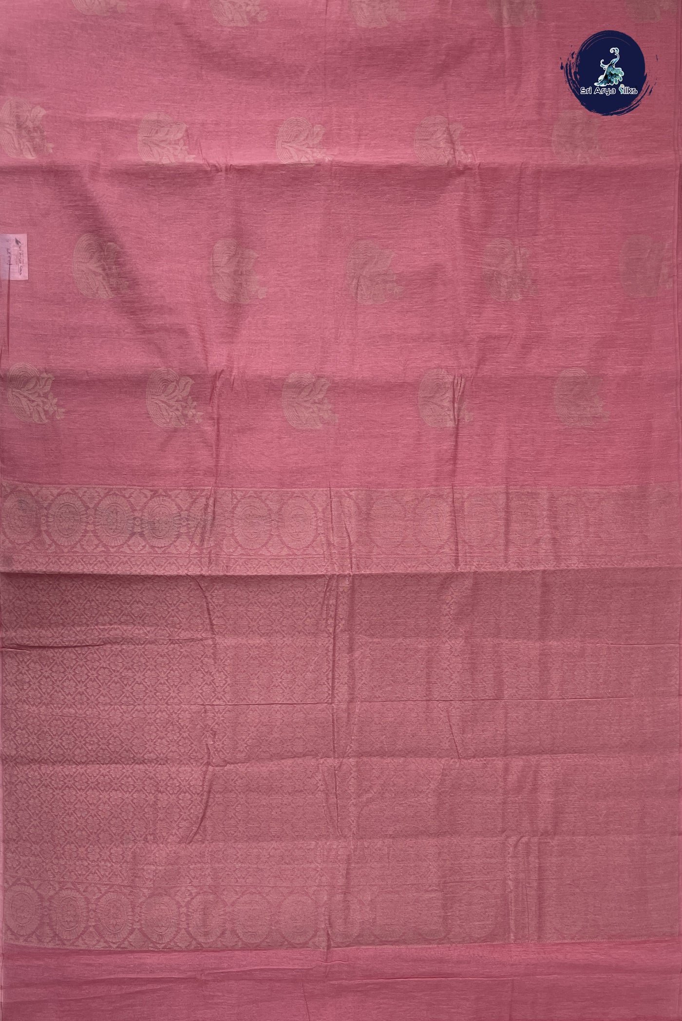 Light Pink Kora Sico Silk Cotton With Zari Buttas Pattern
