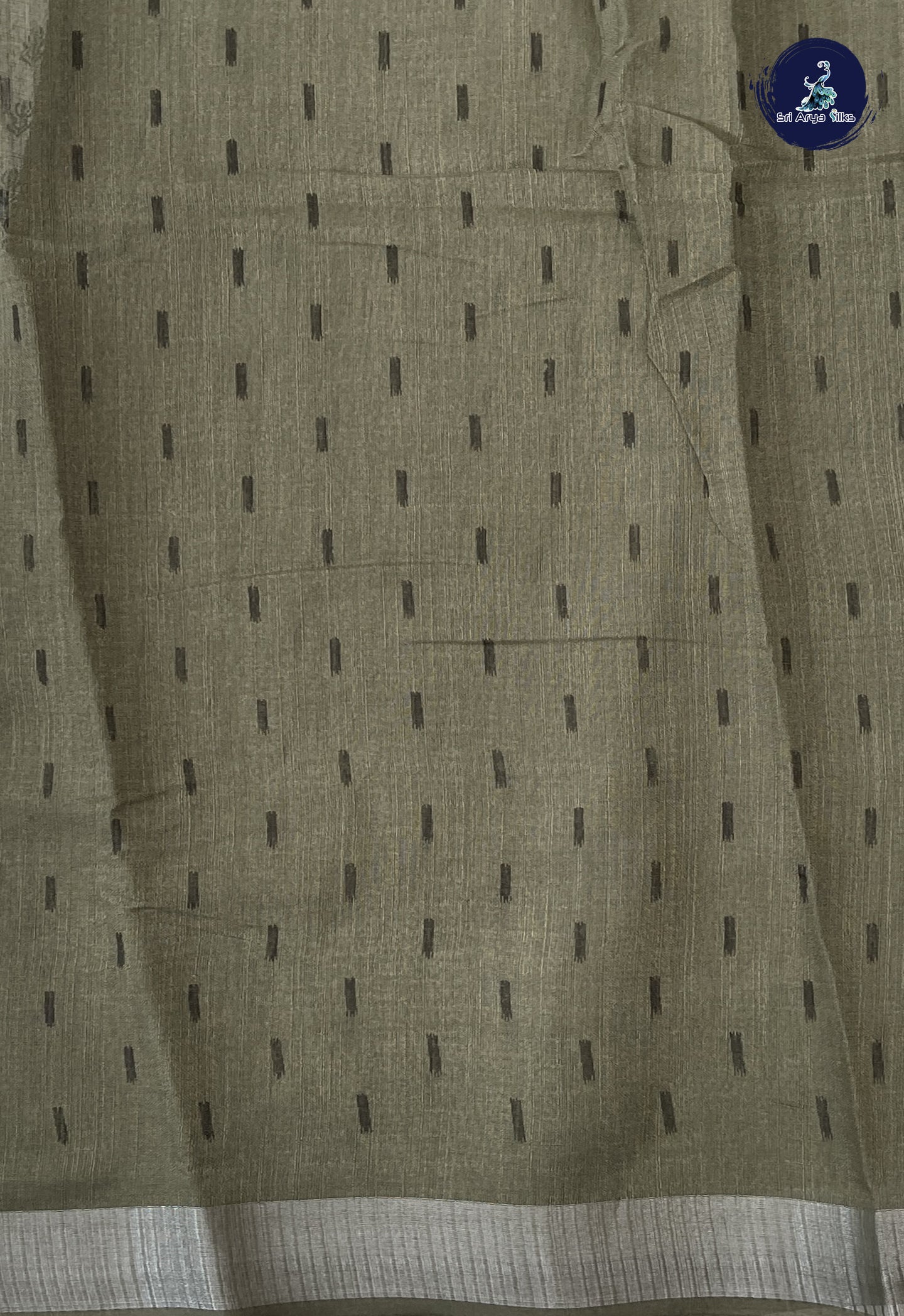 White Linen Saree With Printed Pattern