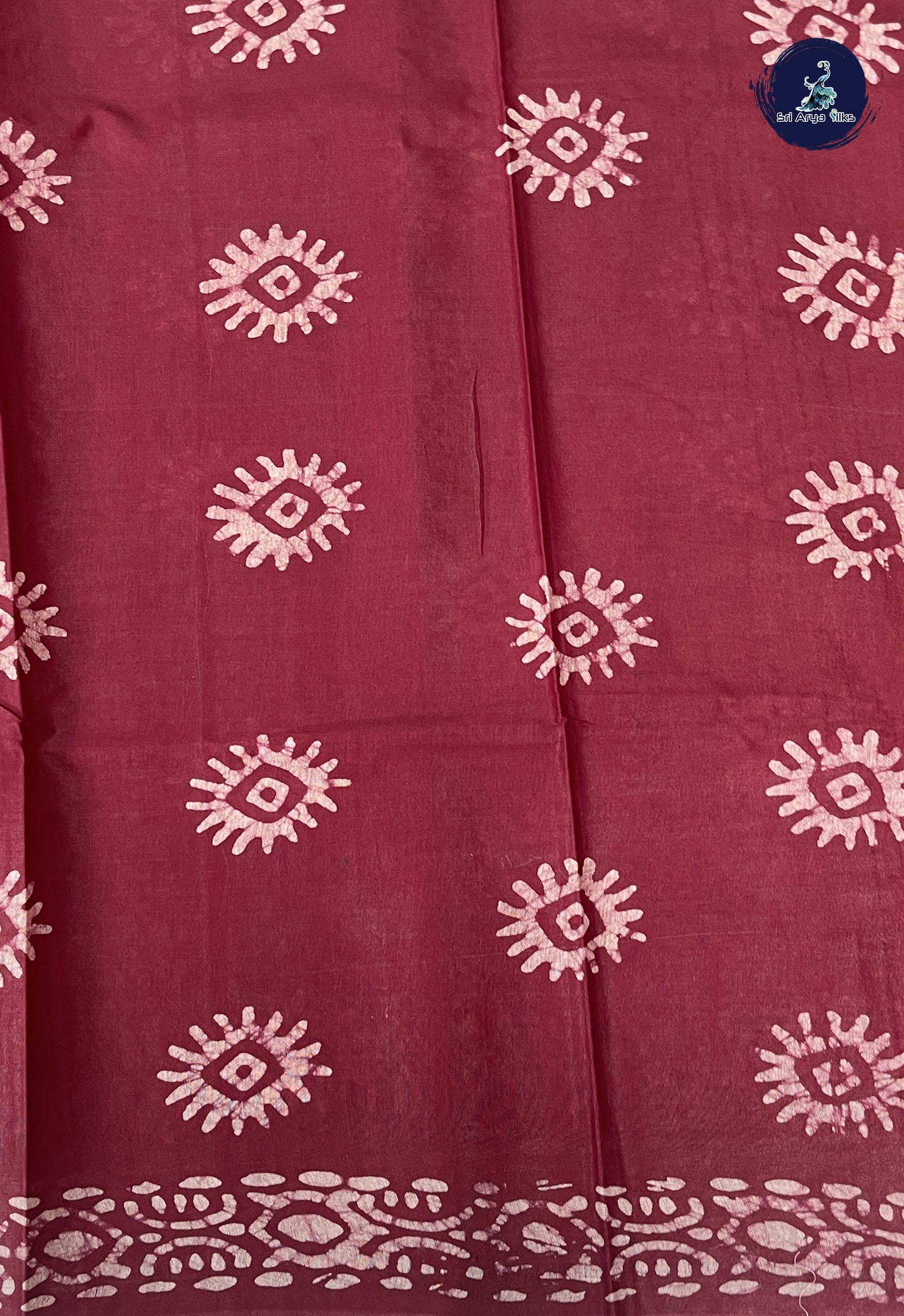 Maroon Linen Saree With Copper Zari Buttas Pattern