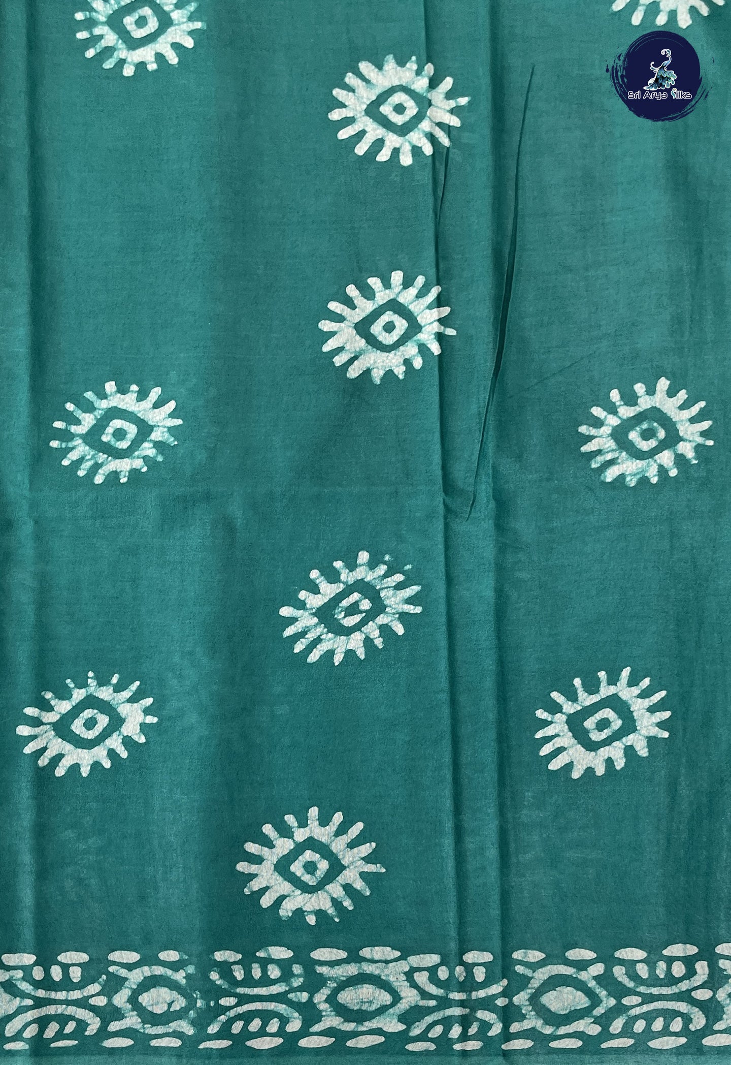 Green Linen Saree With Copper Zari Buttas Pattern