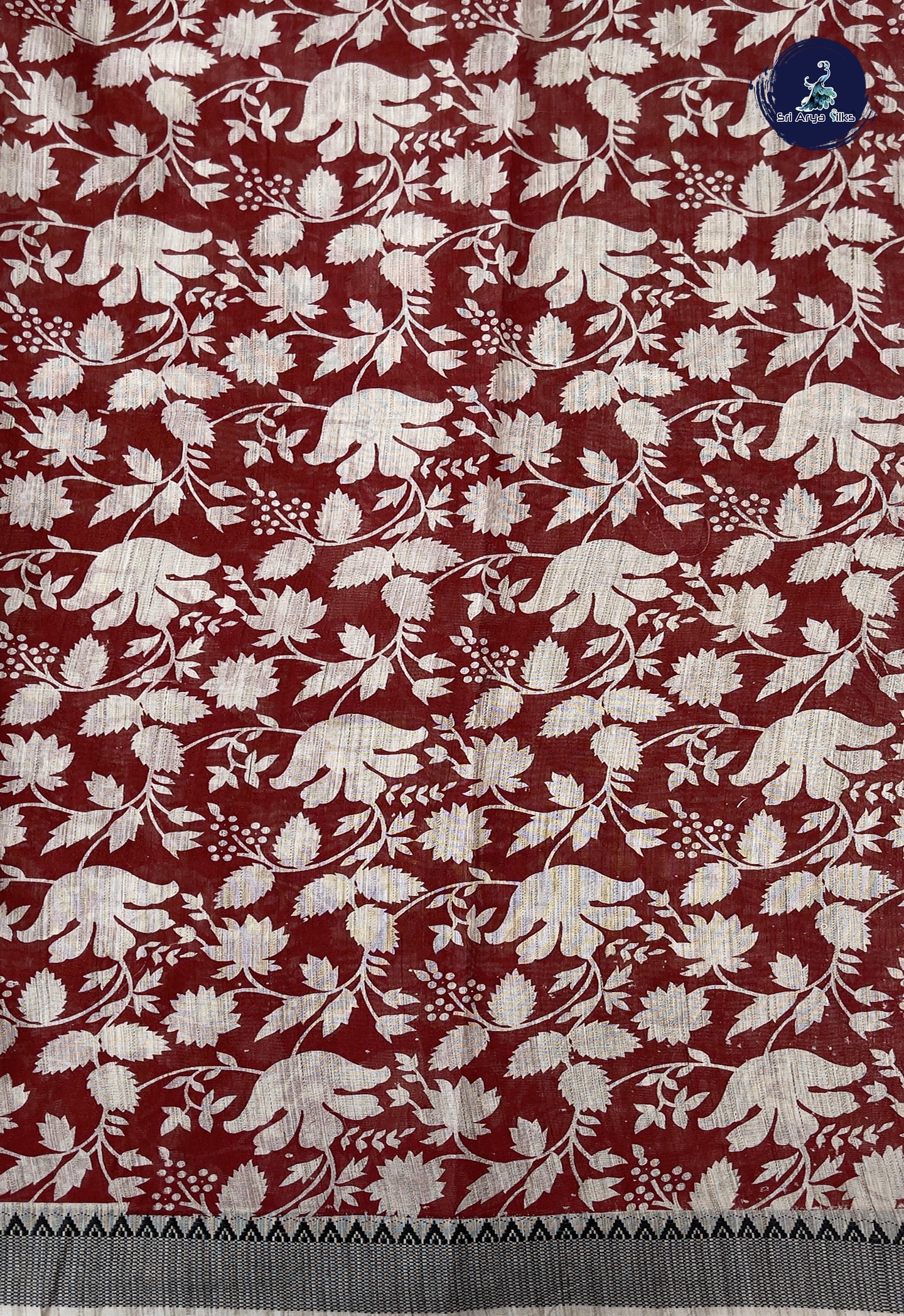 Ivory Jute Saree With Printed Pattern