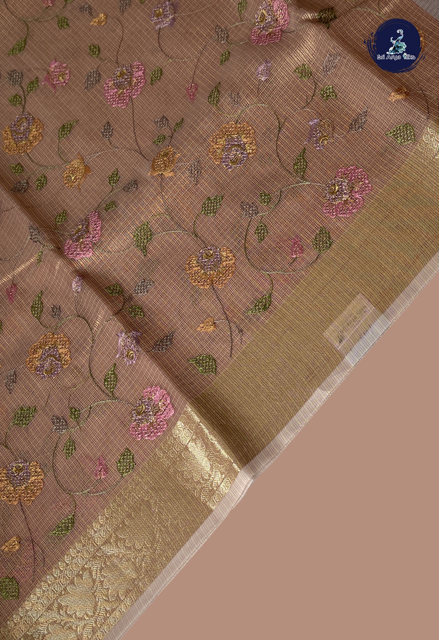 Dual Tone Pink Tissue Banarasi Saree With Embroidery Pattern