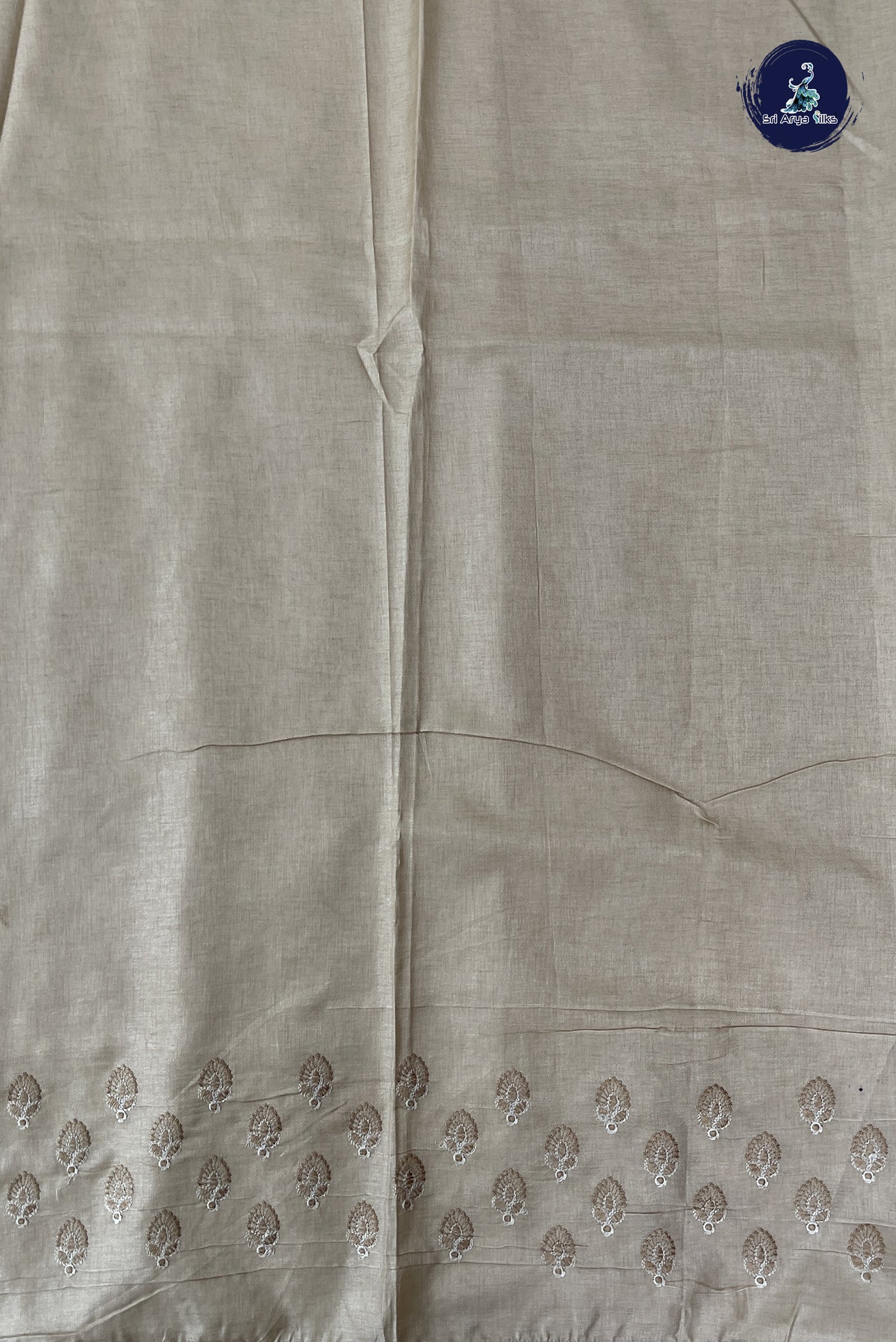Beige Tussar Saree With Thread Work Pattern