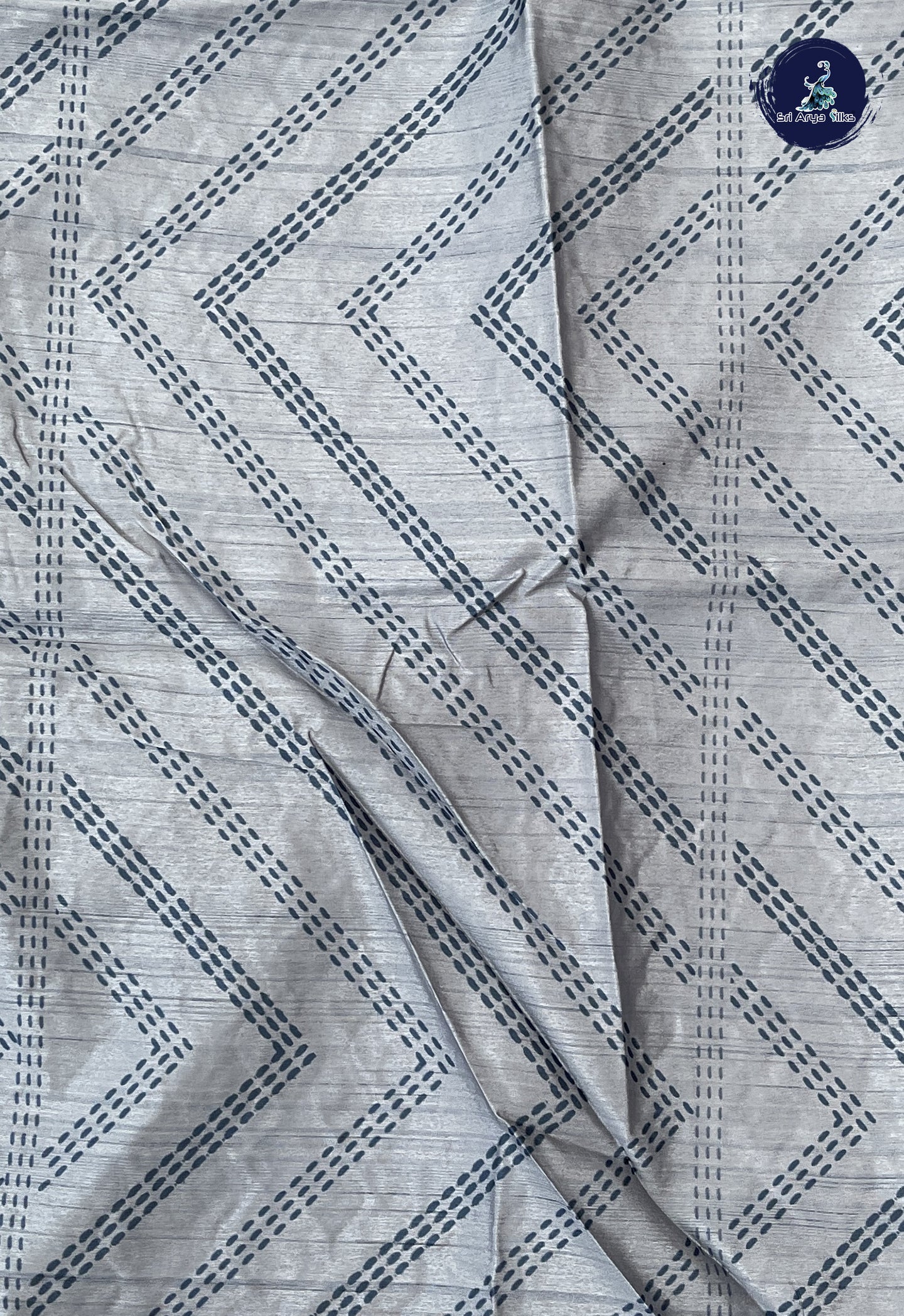 Bluish Grey Tussar Saree With Embroidery Pattern