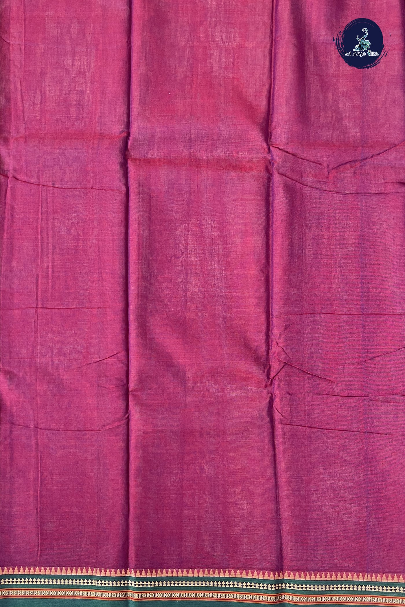 Pinkish Maroon Cotton Saree With Plain Pattern