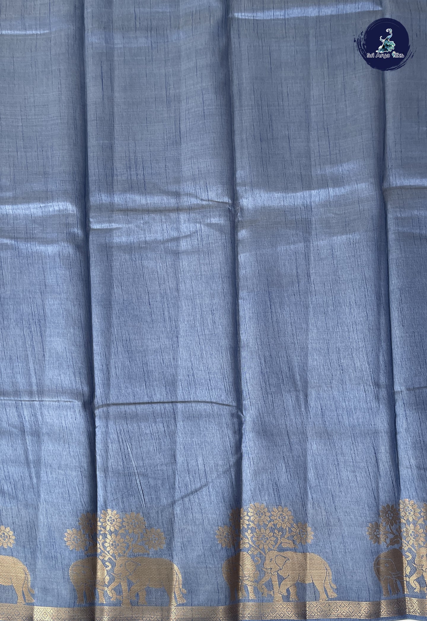 Grey Semi Tussar Saree With Plain Pattern