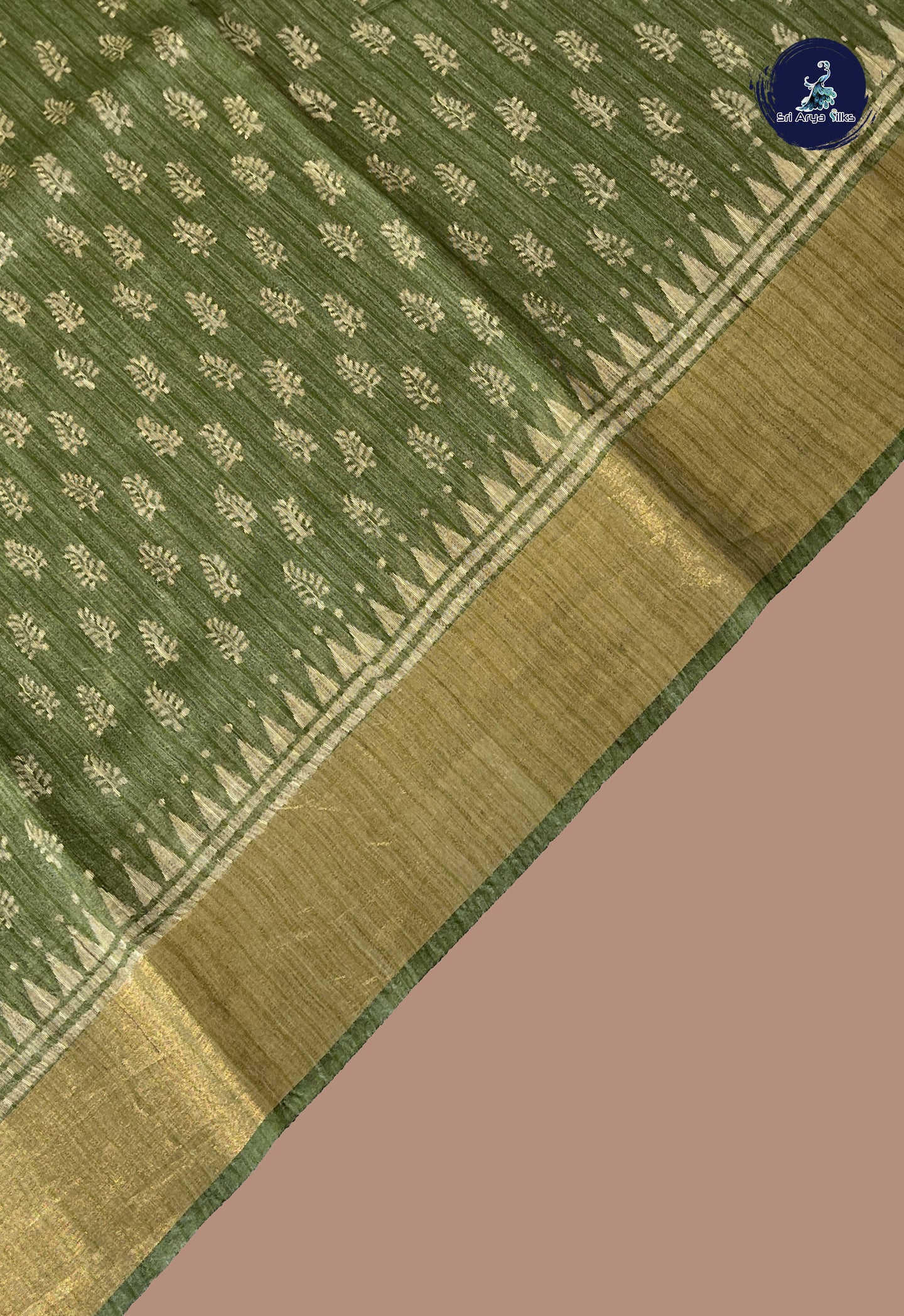 Green Cotton Saree With Printed Pattern