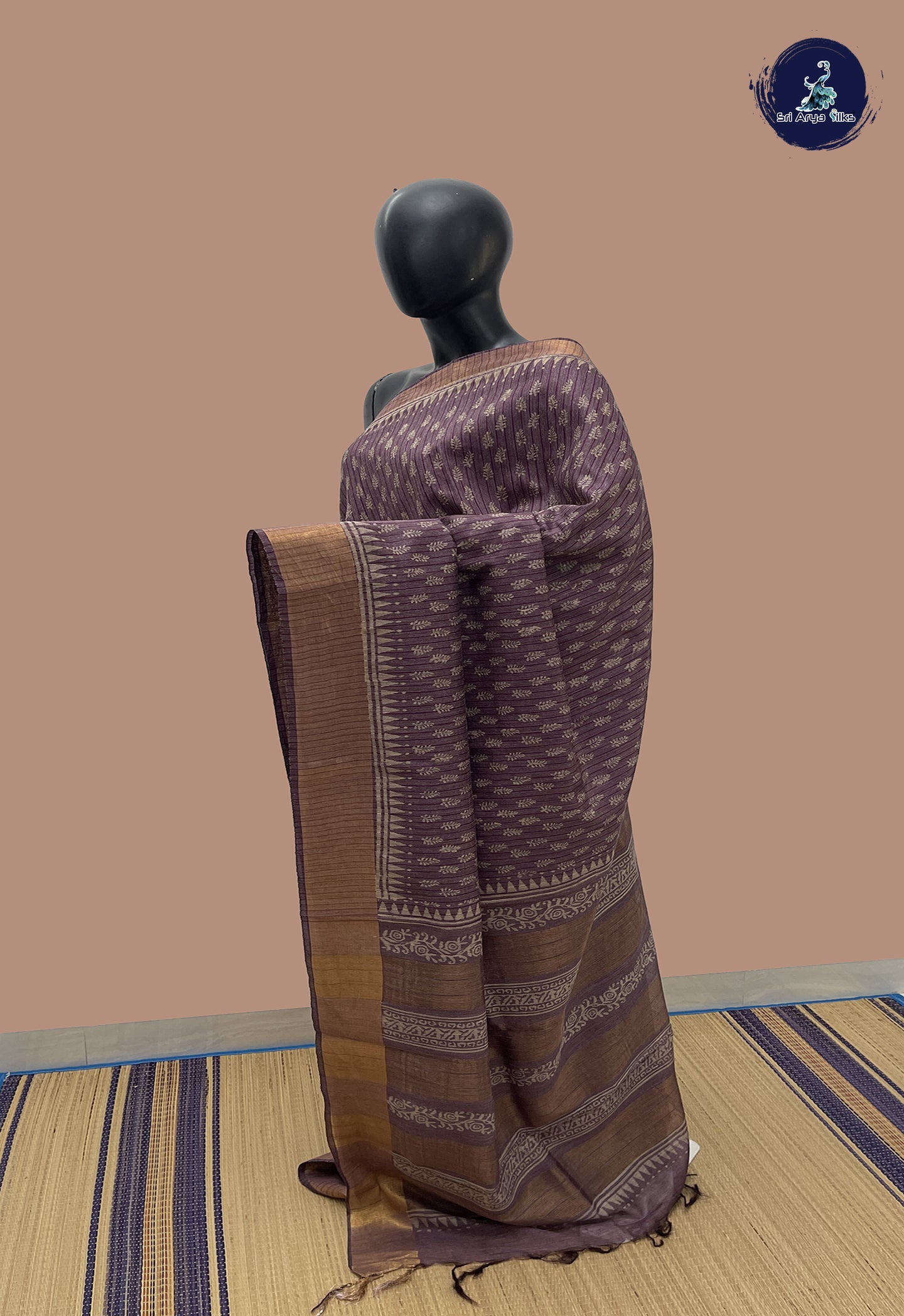 Purple Cotton Saree With Printed Pattern