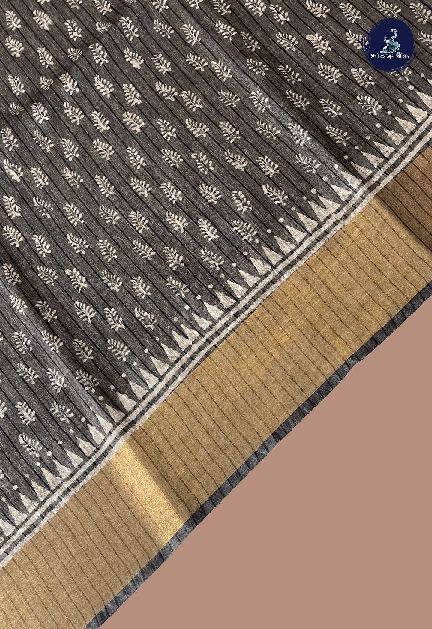 Black Cotton Saree With Printed Pattern