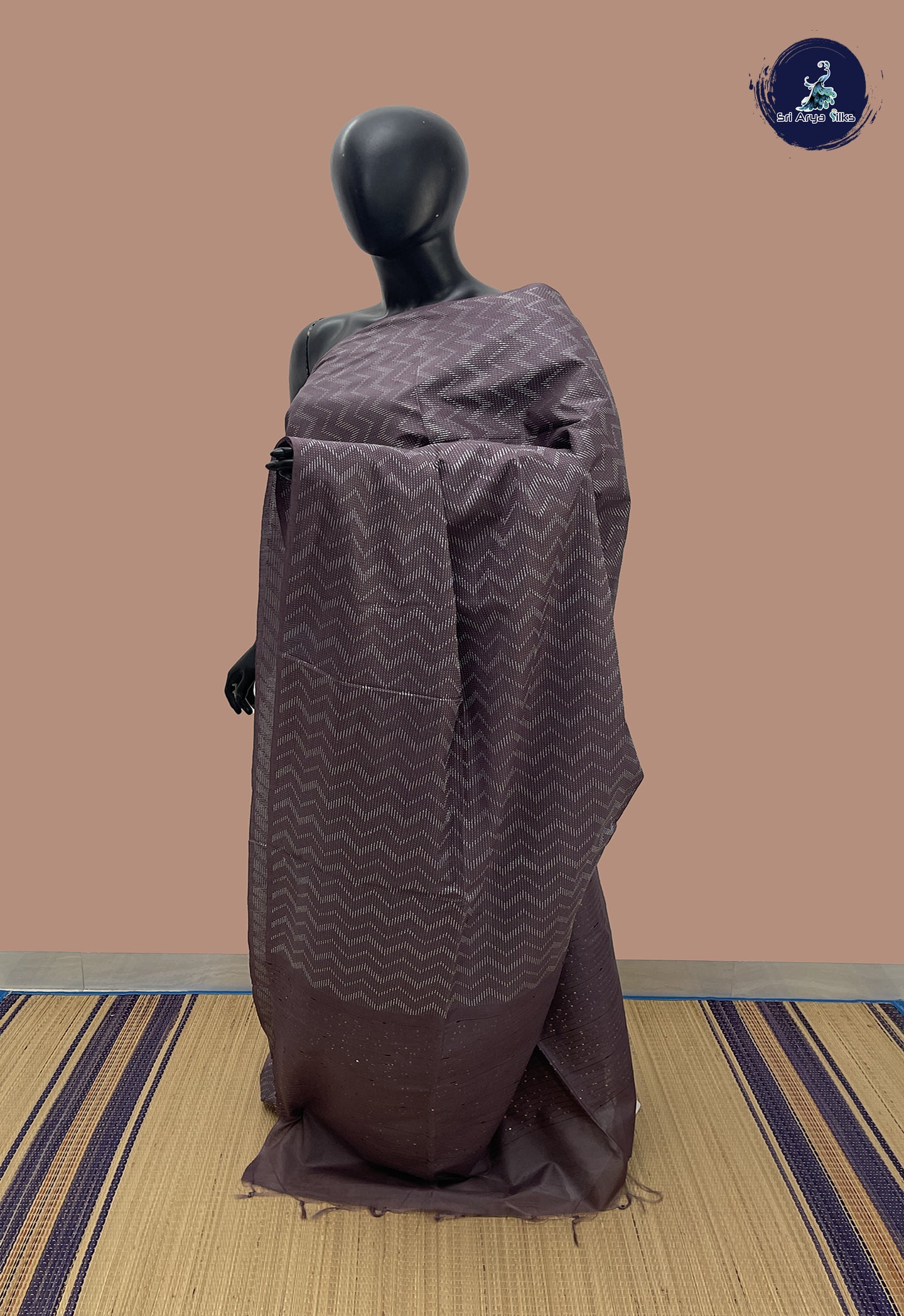 Light Burgundy Baswada Saree With Embroidery Pattern