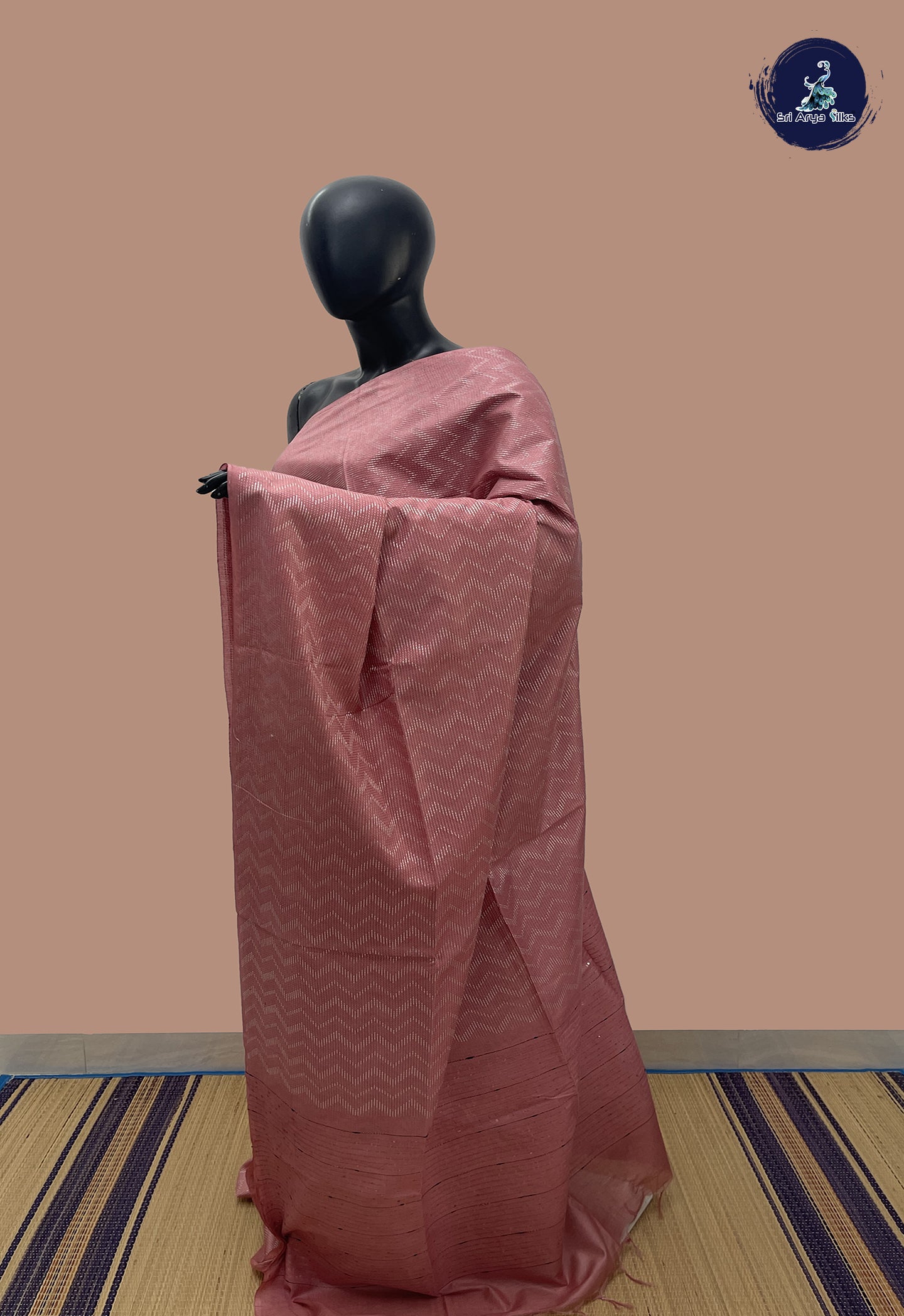 Light Pink Baswada Saree With Embroidery Pattern