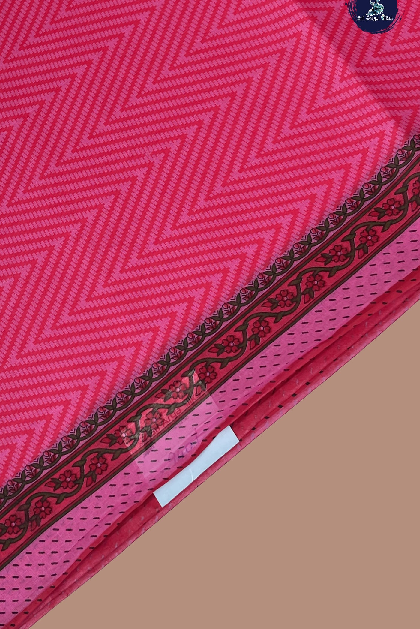 Pink cotton Saree With Printed Pattern