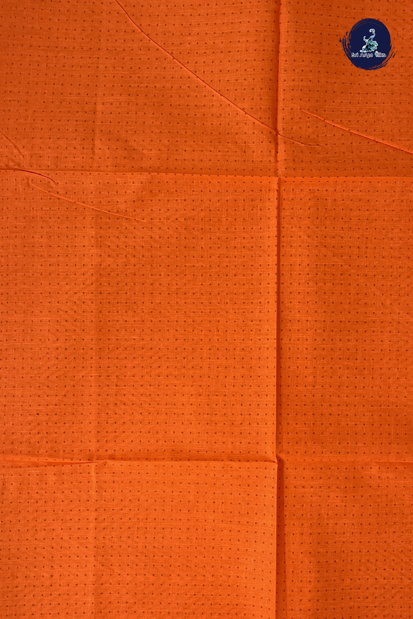 Orange cotton Saree With Printed Pattern
