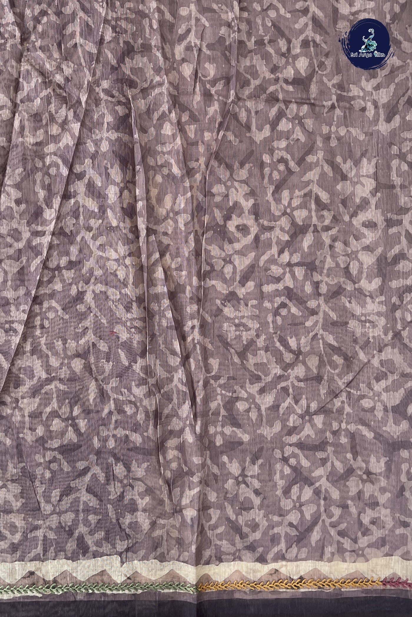 Brown Semi Chanderi Saree With Printed Pattern