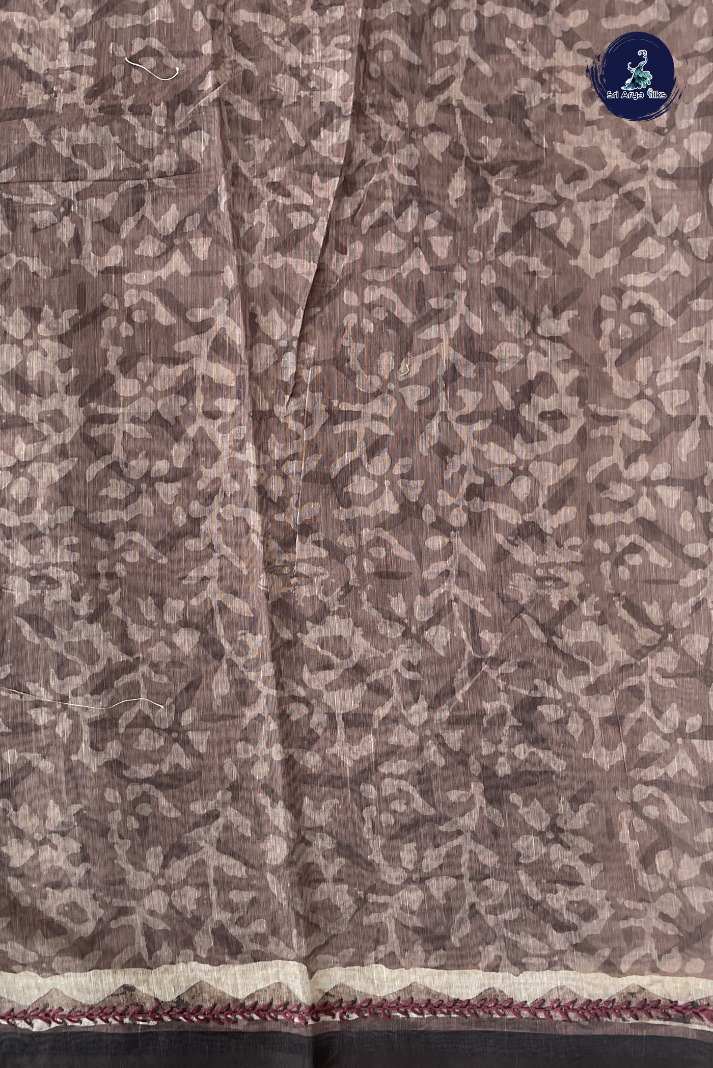 Brown Semi Chanderi Saree With Printed Pattern
