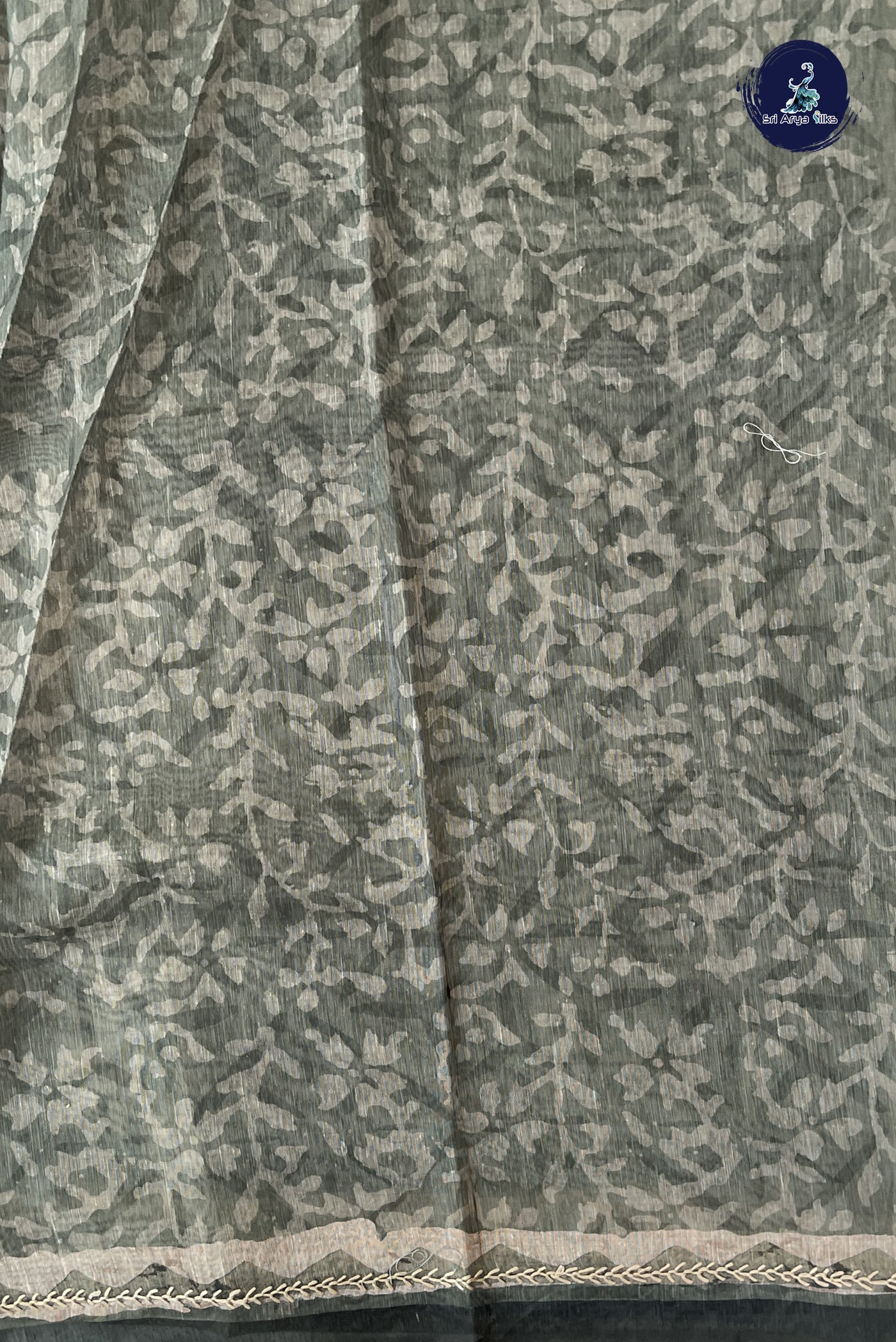 Green Semi Chanderi Saree With Printed Pattern