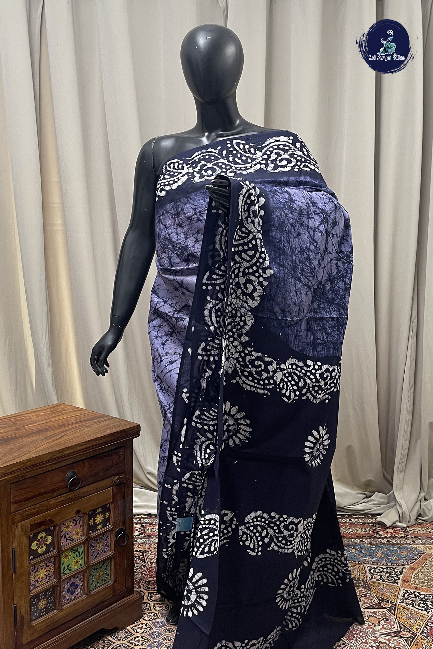 Lavender cotton Saree With Printed Pattern