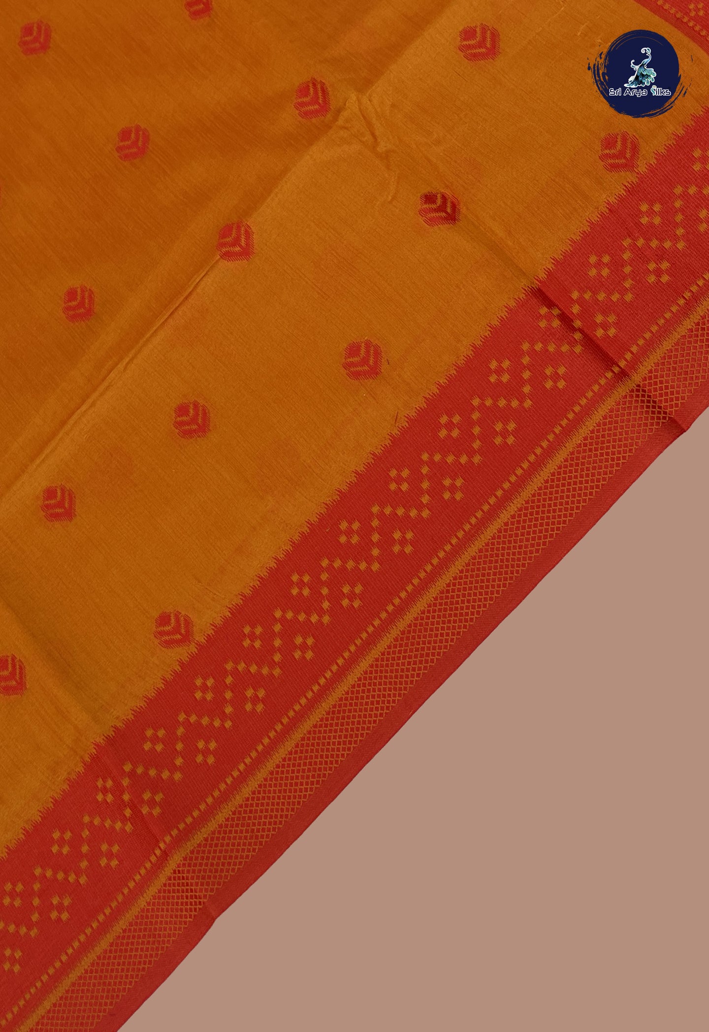 Yellowish Orange Semi Raw Silk Saree With Thread Work Pattern