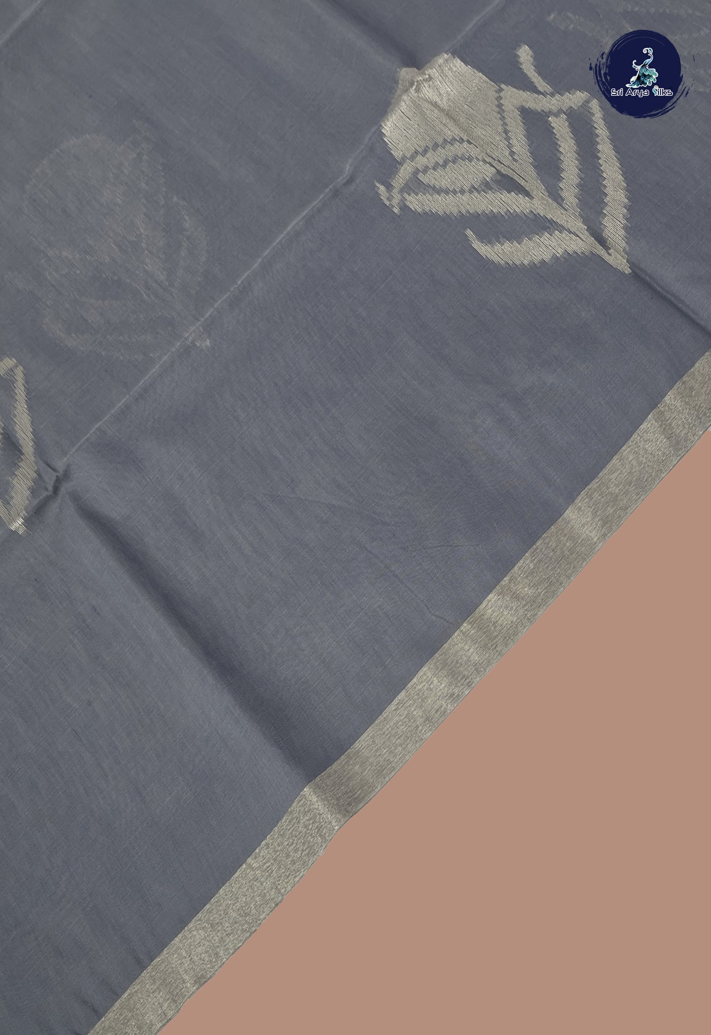 Grey Semi Raw Silk Saree With Zari Buttas Pattern