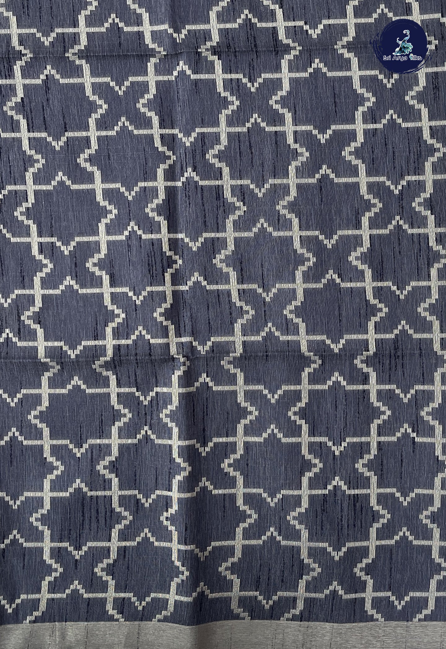 Grey Semi Raw Silk Saree With Zari Buttas Pattern