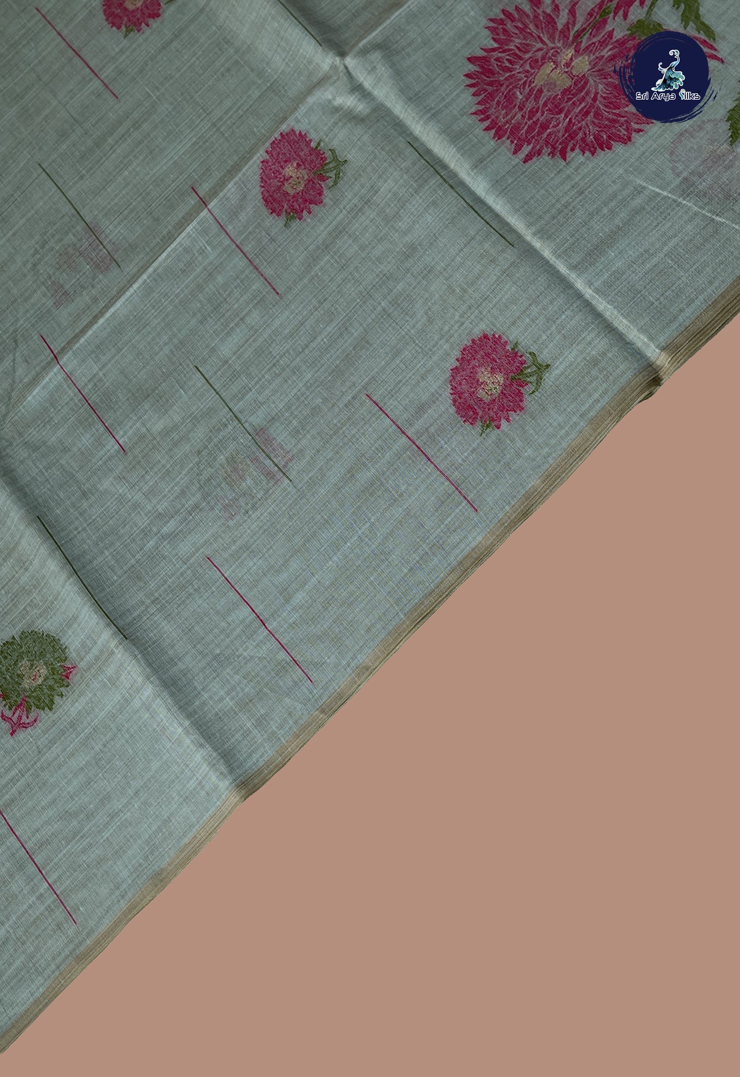 Light Blue Cotton Saree With Printed Pattern