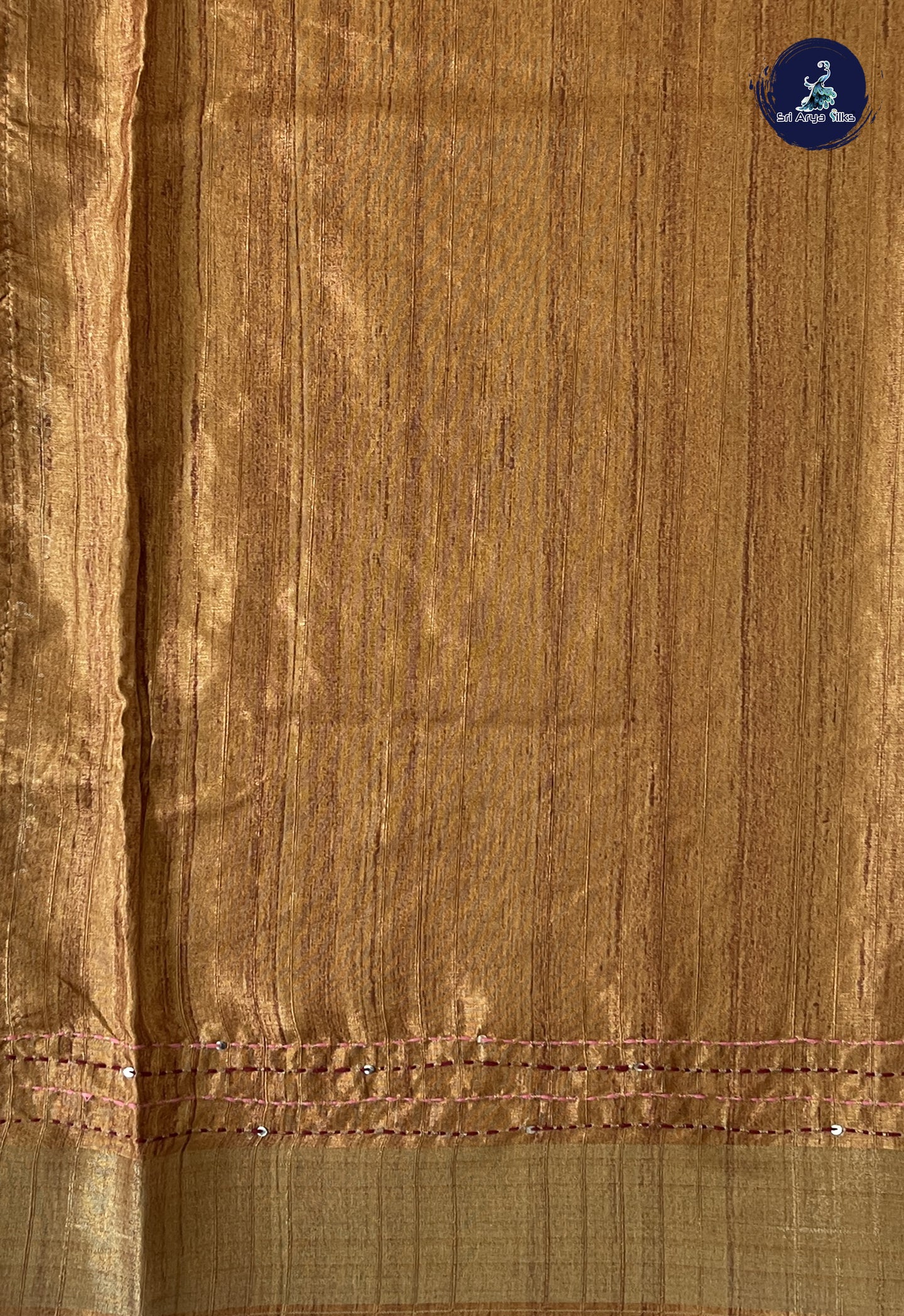 Beige Semi Tussar Saree With Kantha Work Pattern