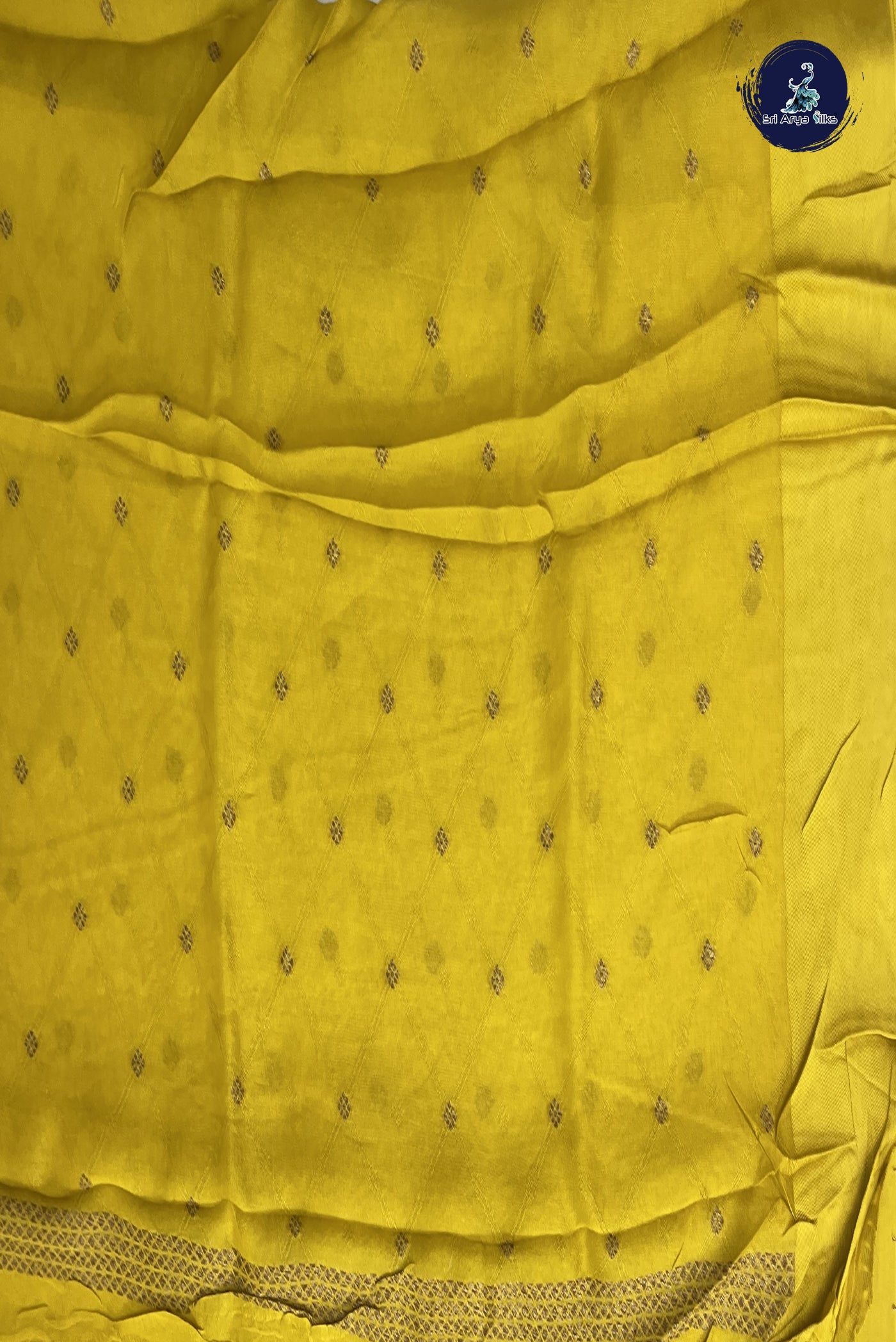 Yellow Tussar Saree With Zari Buttas Pattern