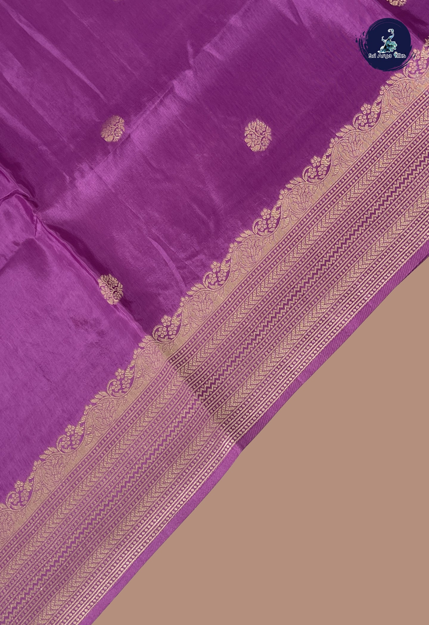 Mauve Pink Semi Banarasi Saree With Zari Buttas Pattern