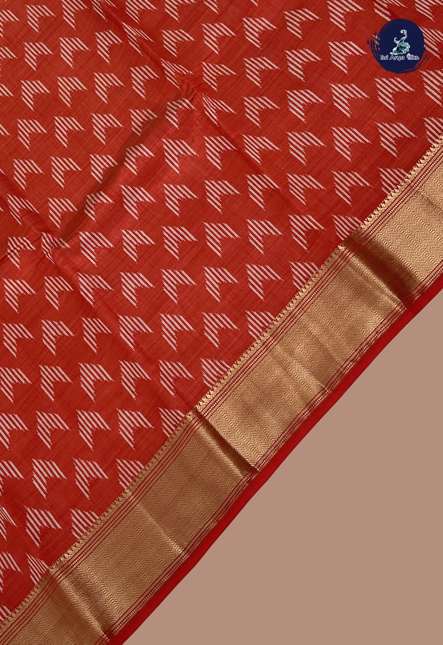 Red Semi Tussar Saree With Printed Pattern