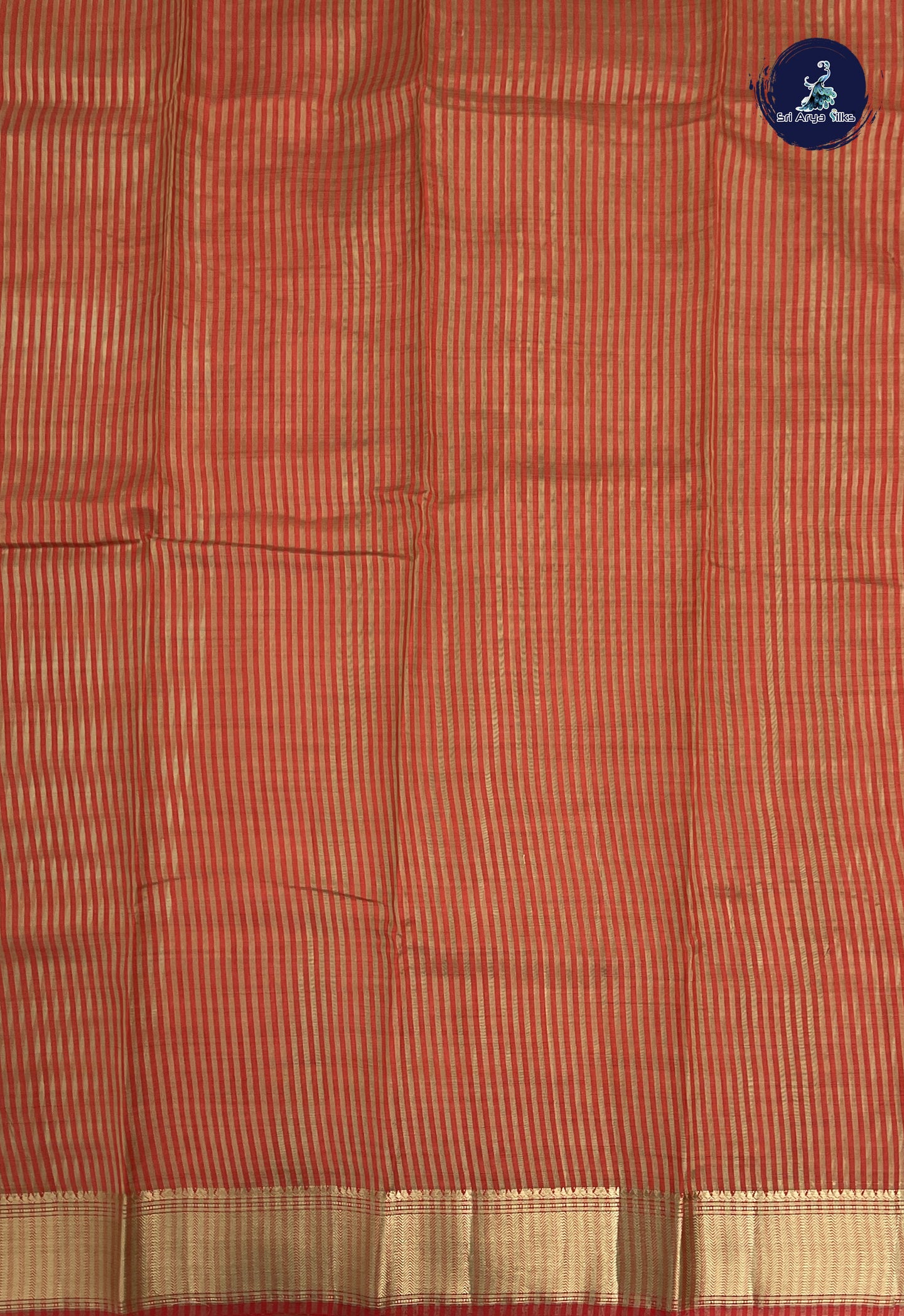 Red Semi Tussar Saree With Printed Pattern