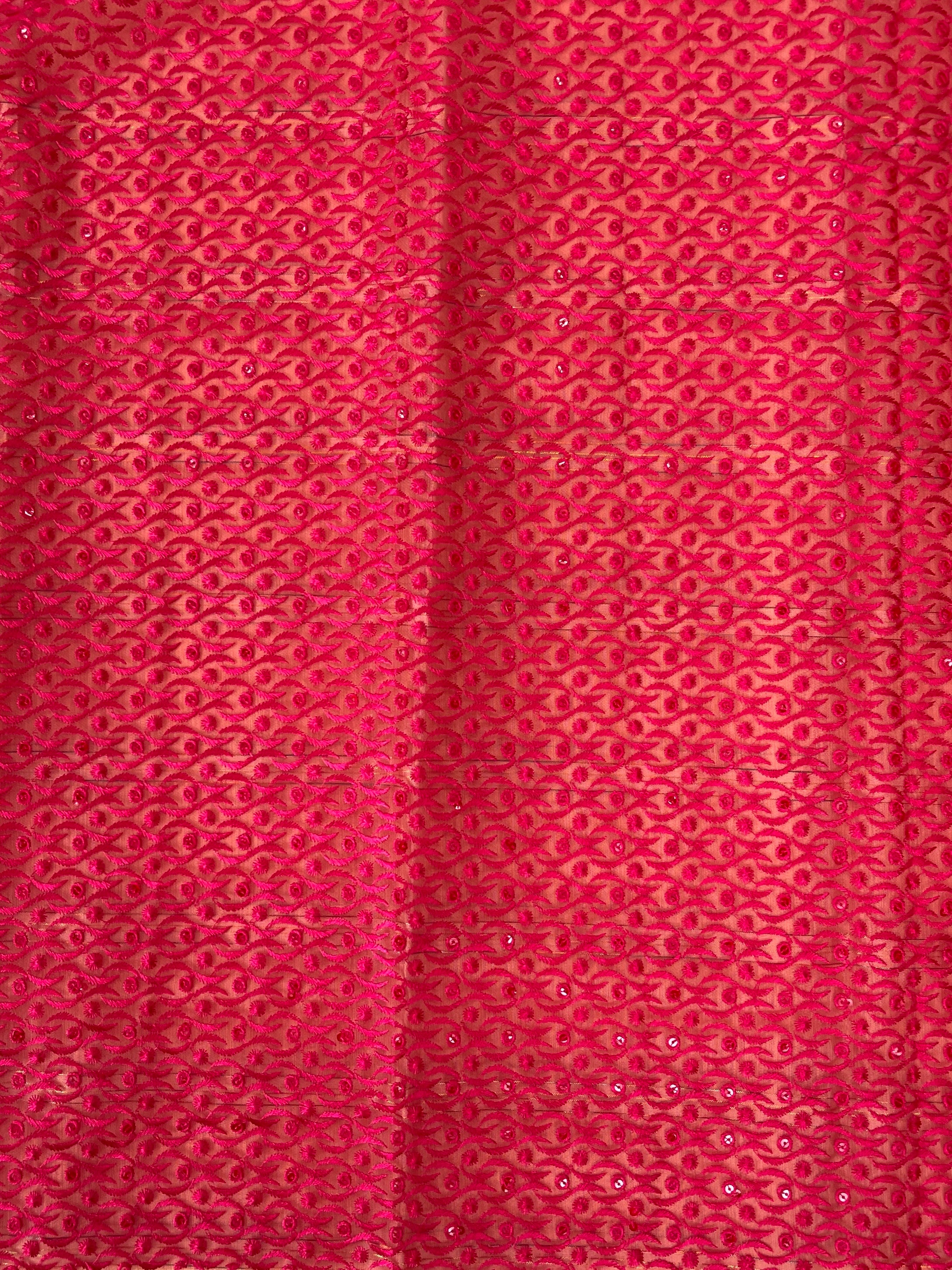 Peach Chanderi Saree With Zari Stripes Pattern