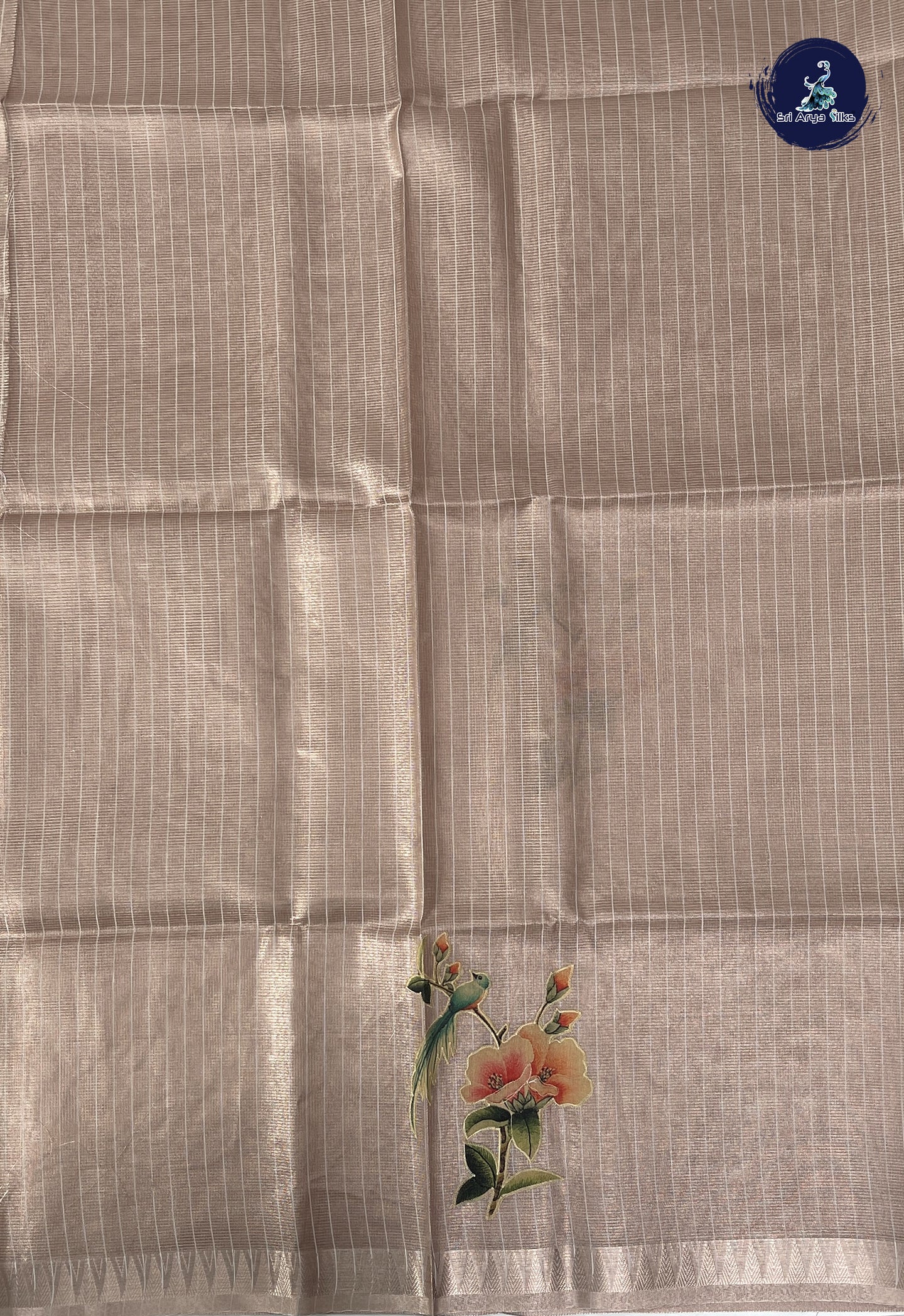 Light Pink Tissue Banarasi Saree With Kalamkari Pattern