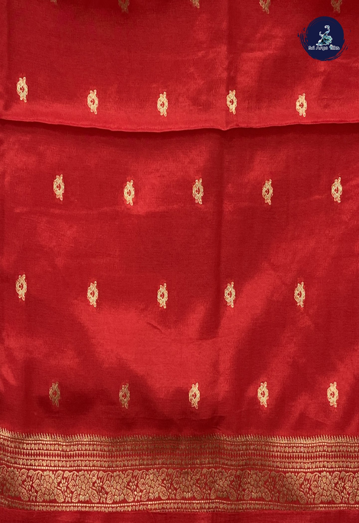Dual Tone Maroon Semi Banarasi Saree With Zari Buttas Pattern