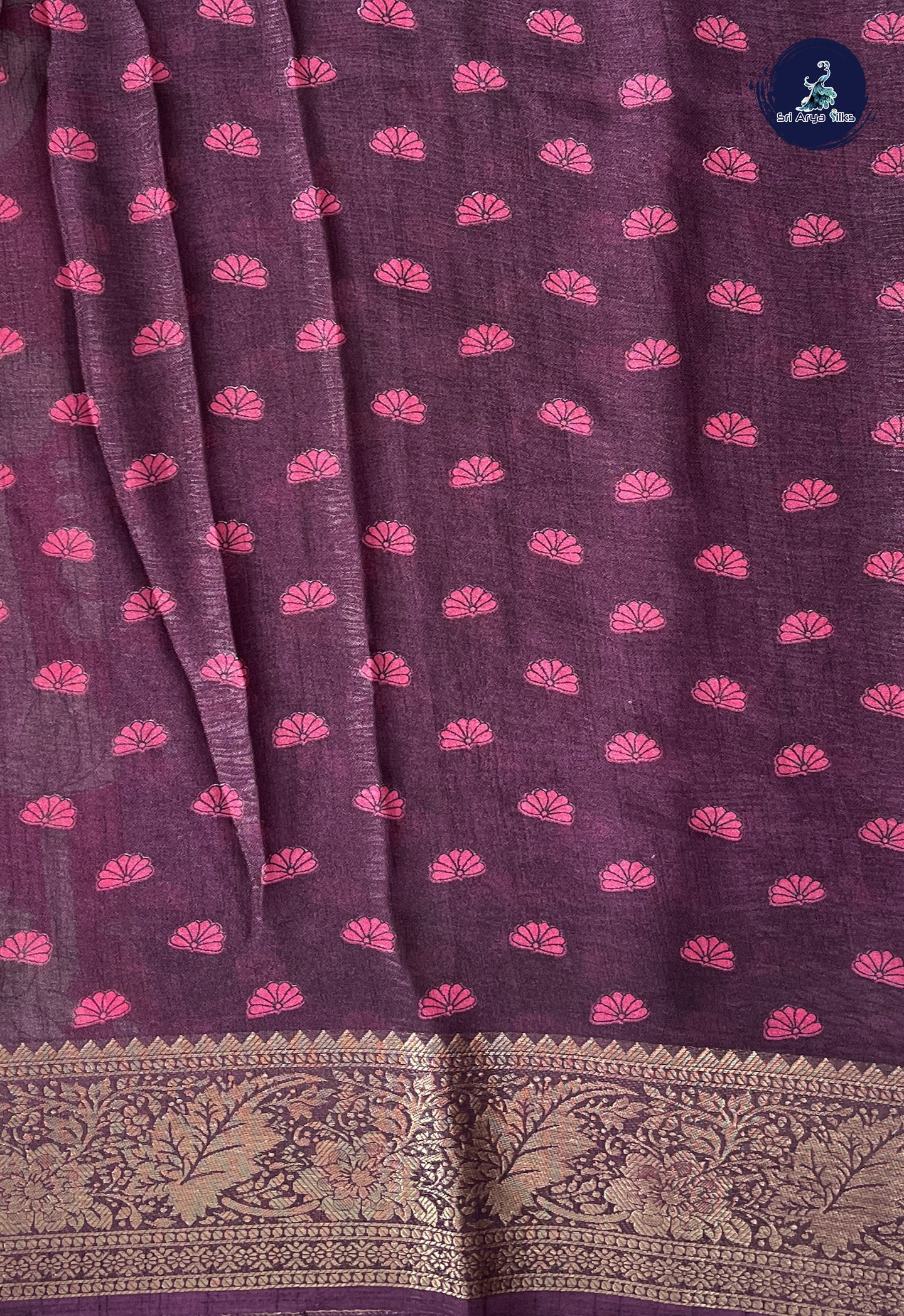 Pink Semi Tussar Saree With Printed Pattern