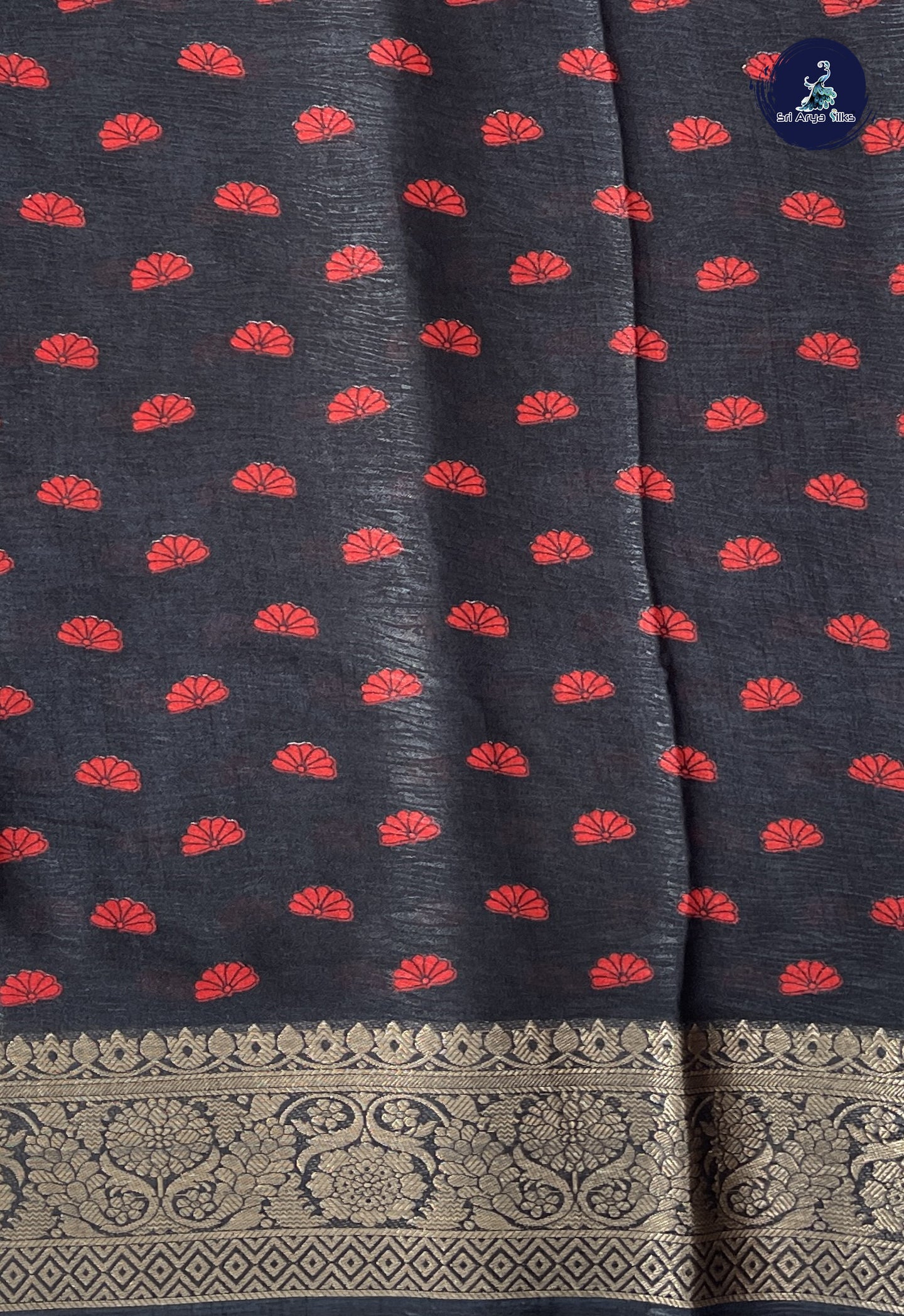 Red Semi Tussar Saree With Printed Pattern