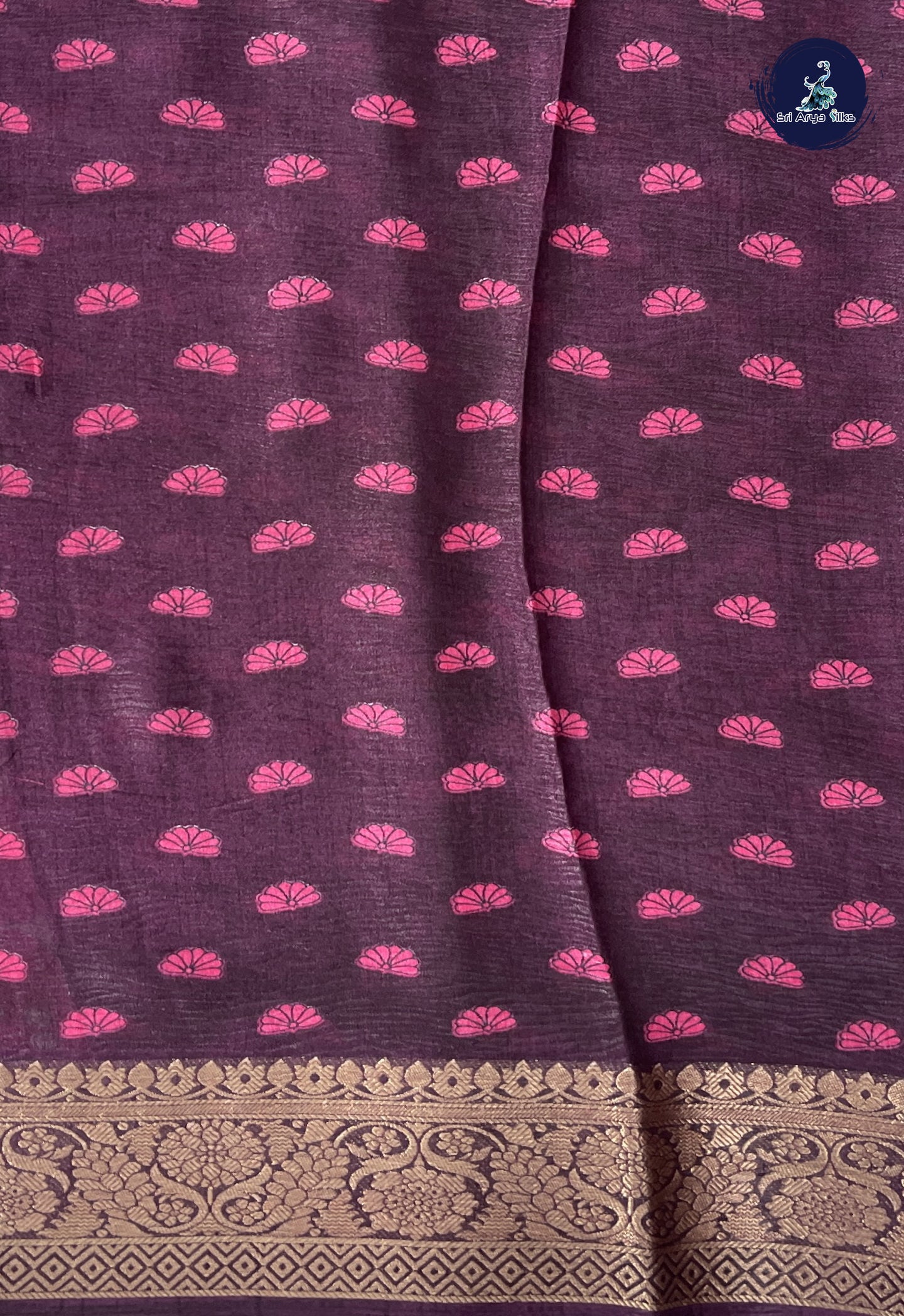 Pink Semi Tussar Saree With Printed Pattern