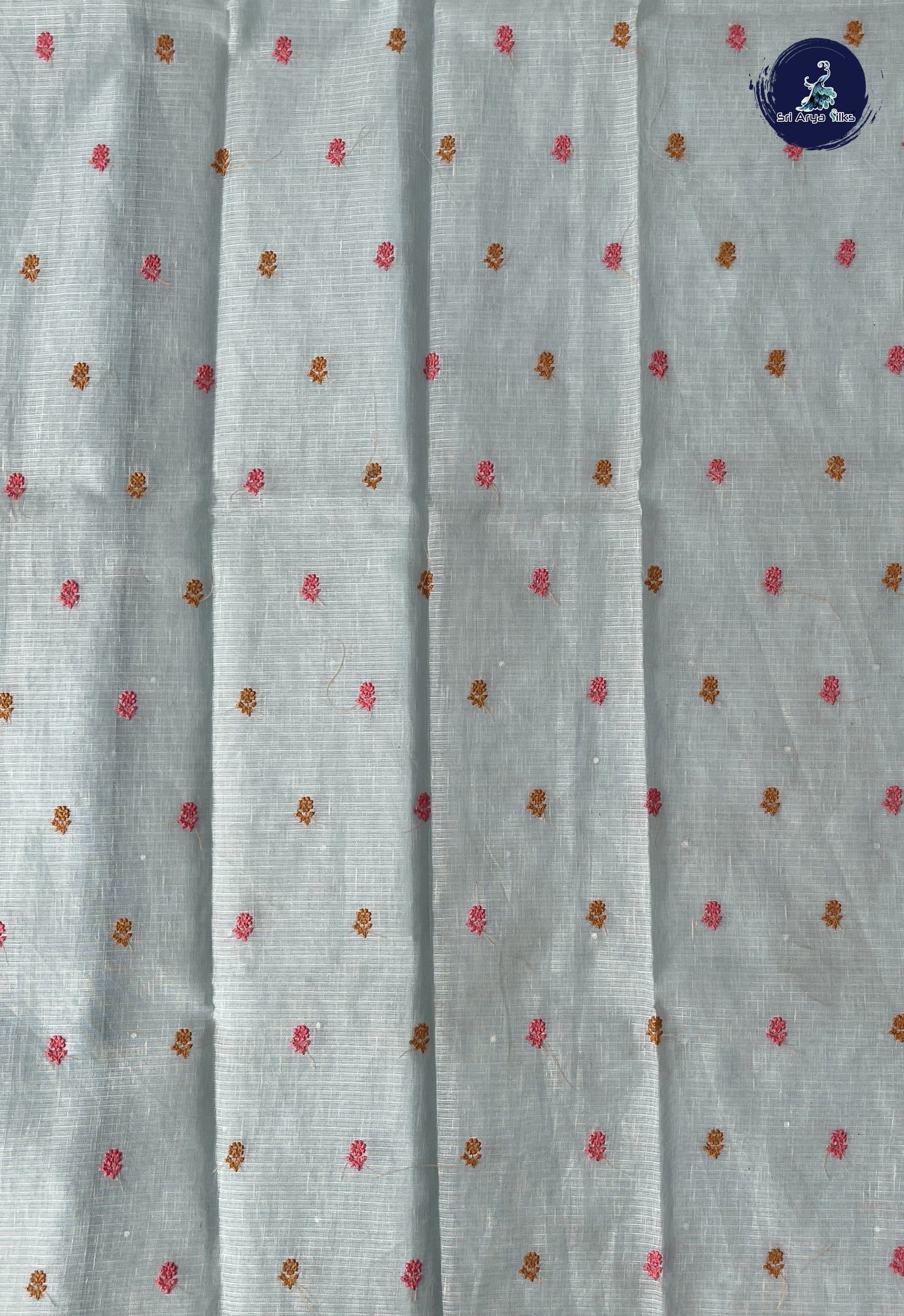 Powder Blue Kota Chanderi Saree With Sequence Work Pattern