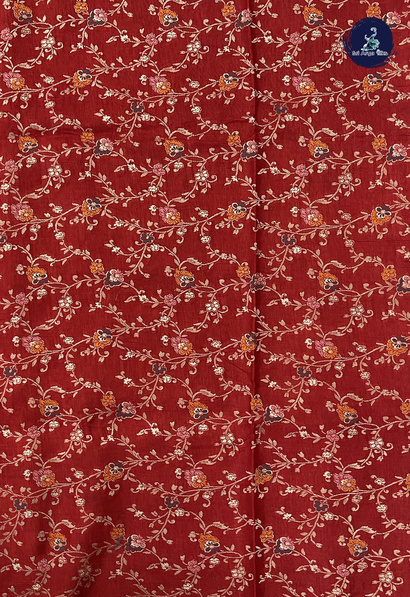 Red Semi Banarasi Saree With Zari Buttas Pattern