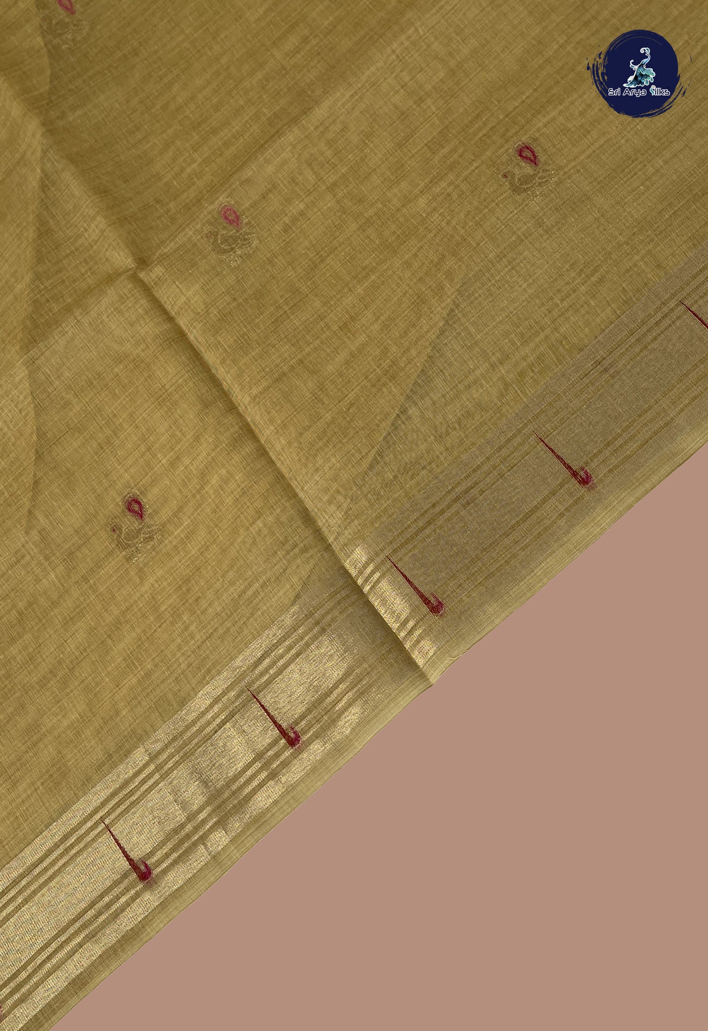 Creamish Yellow Tissue Banarasi Saree With Zari Buttas Pattern