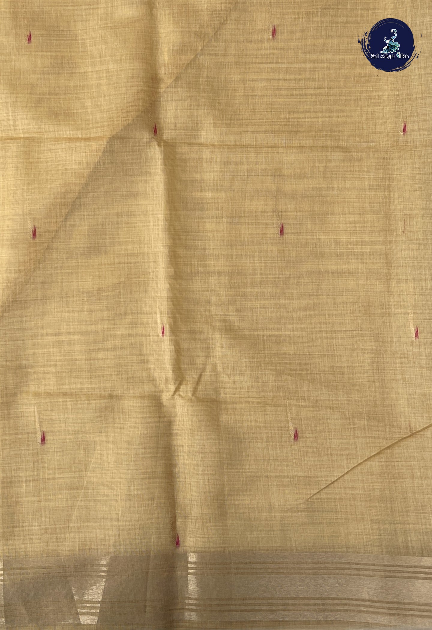 Creamish Yellow Tissue Banarasi Saree With Zari Buttas Pattern