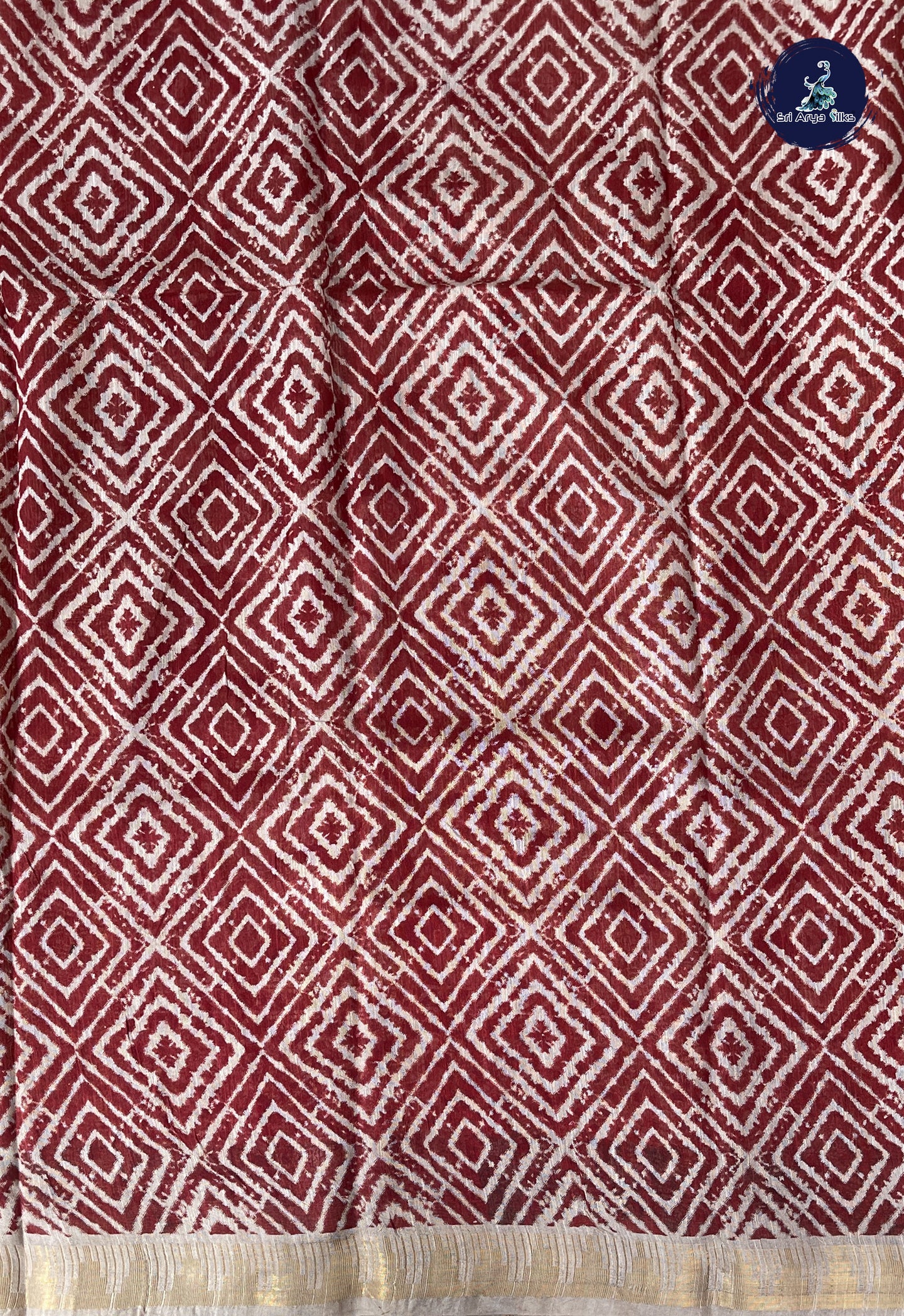 Red Semi Chanderi Saree With Printed Pattern
