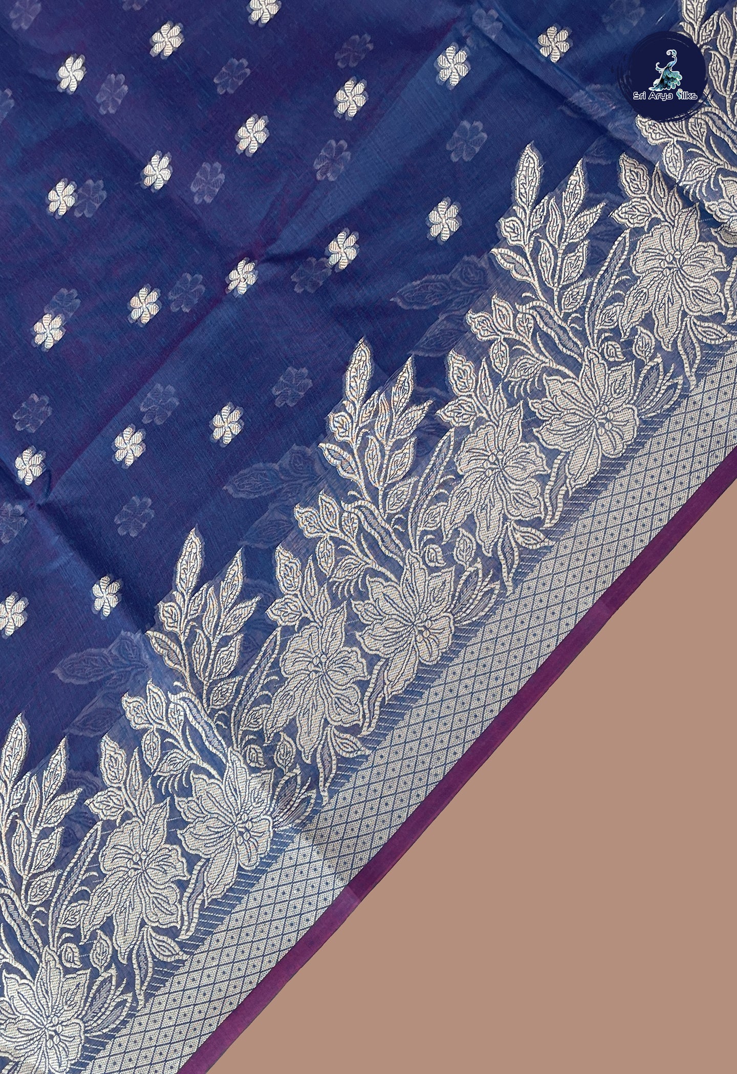 Dual Tone Blue Katan Silk With Buttas Pattern