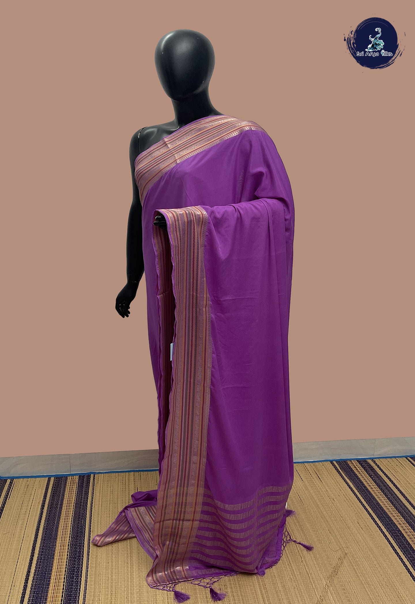 Lavender Mysore Silk With Plain Pattern