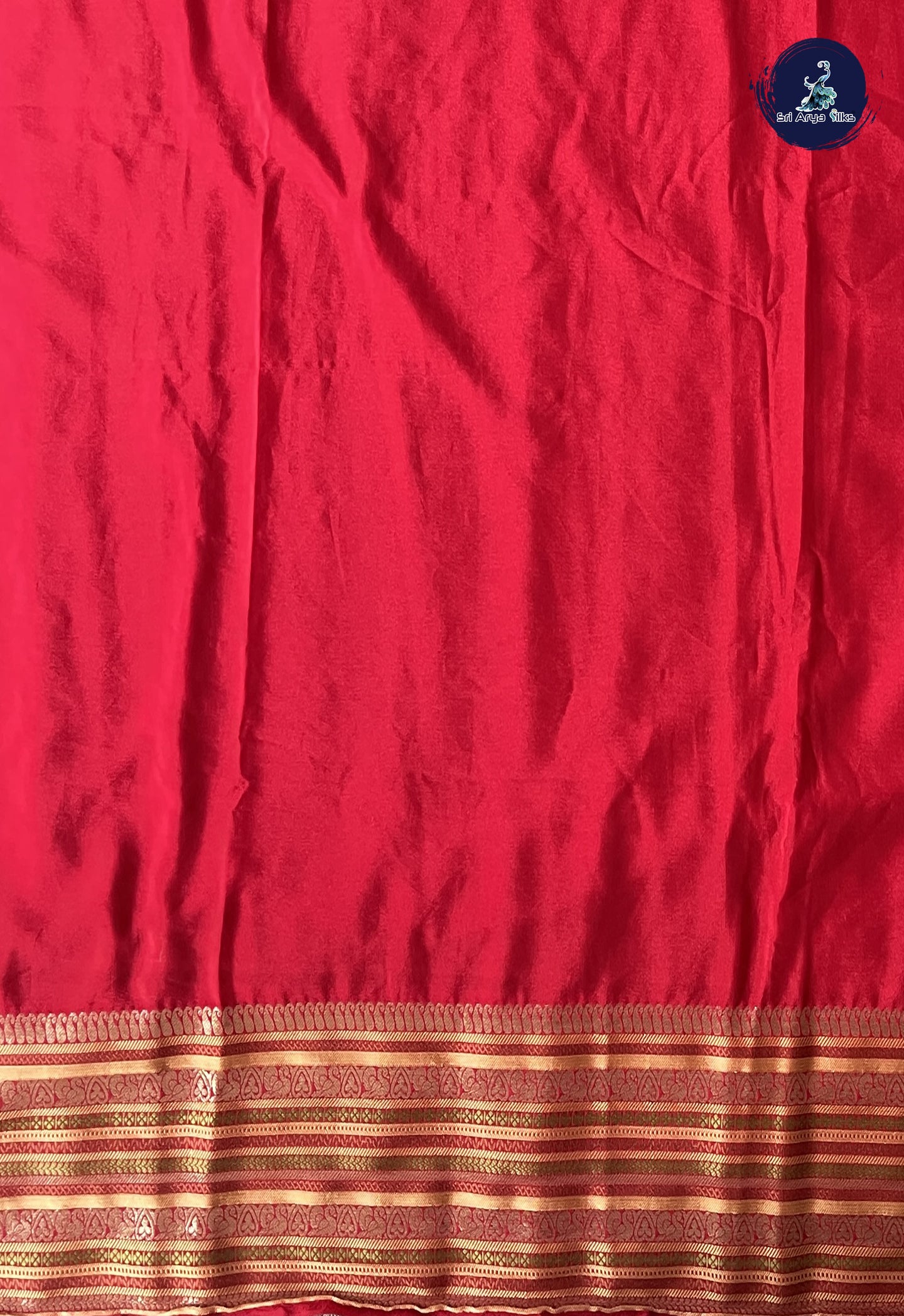 Red Mysore Silk With Plain Pattern