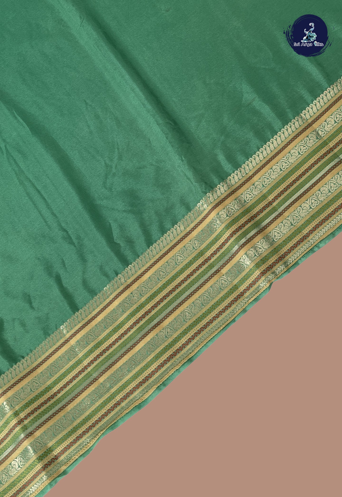Pastel Green Mysore Silk With Plain Pattern